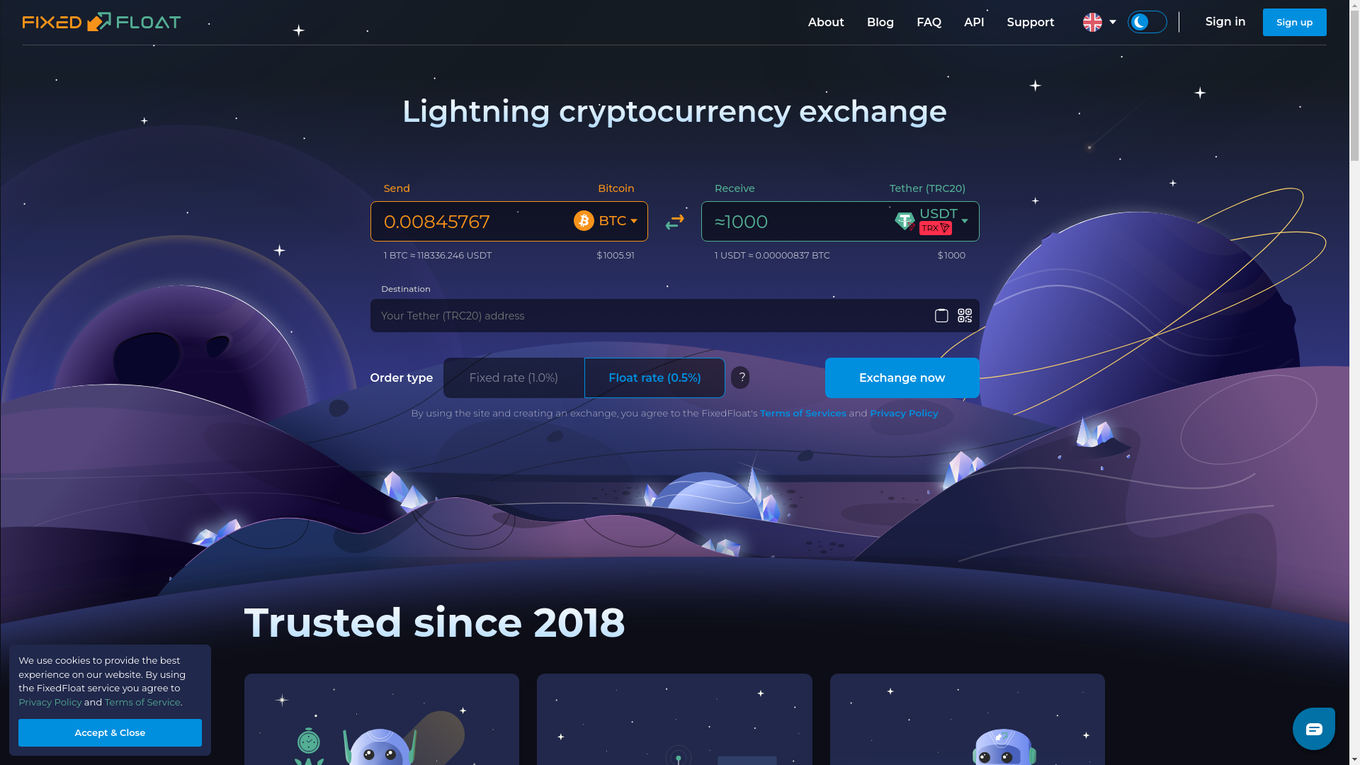 website screenshot of https://ff.io/