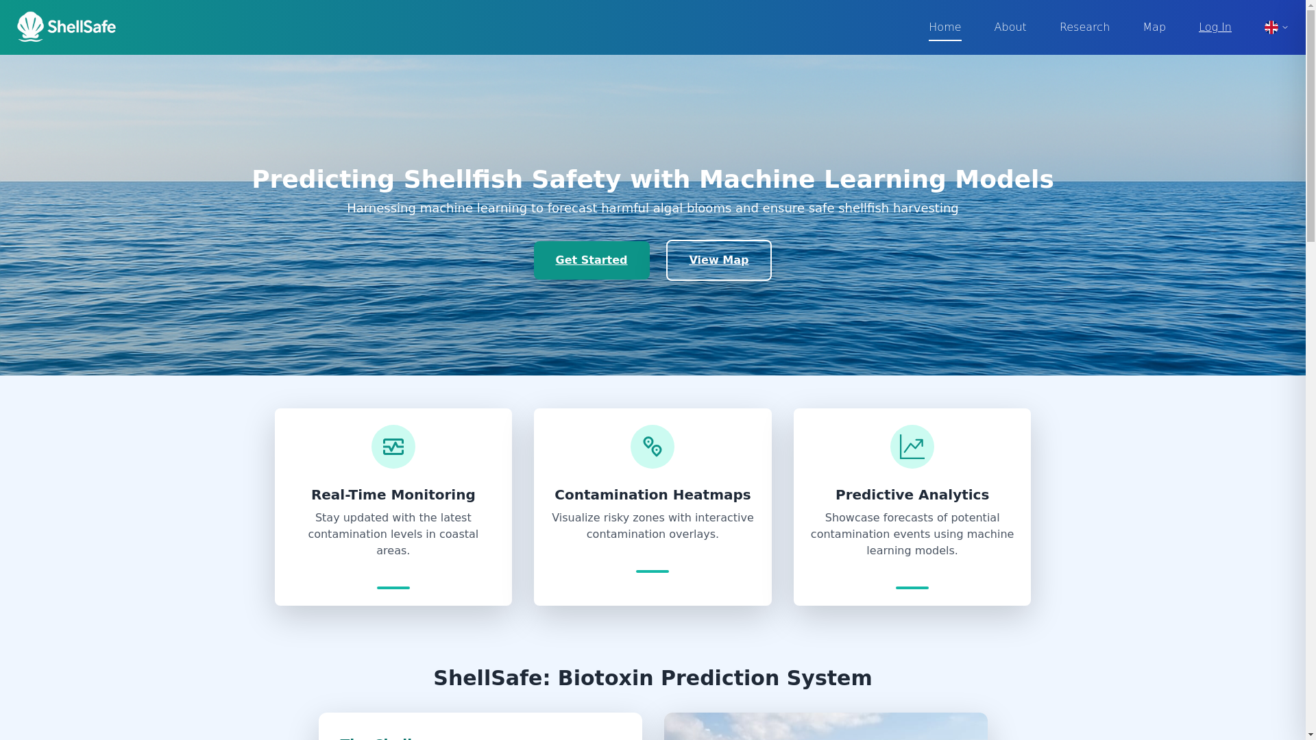website screenshot of https://shellfish-pollution-prediction.pages.dev/