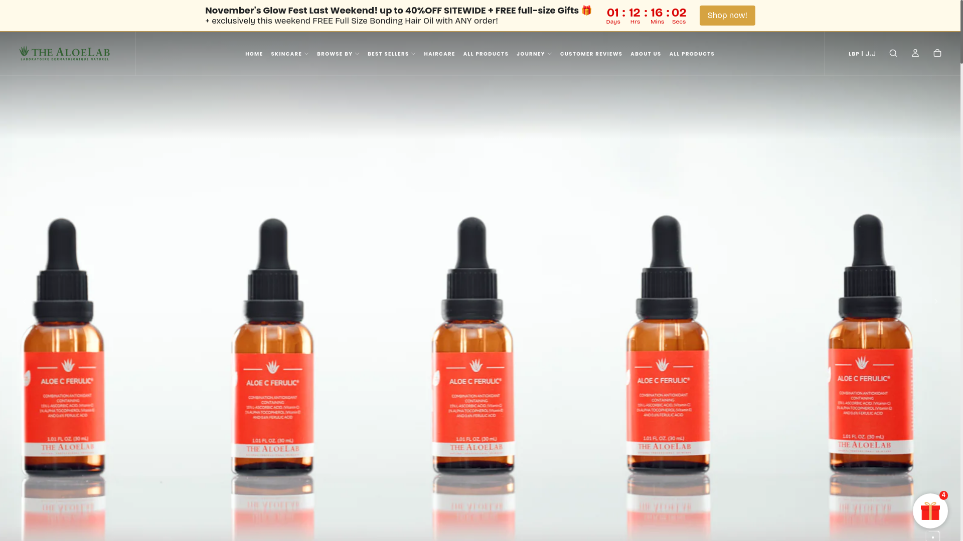 website screenshot of https://thealoelab.me/