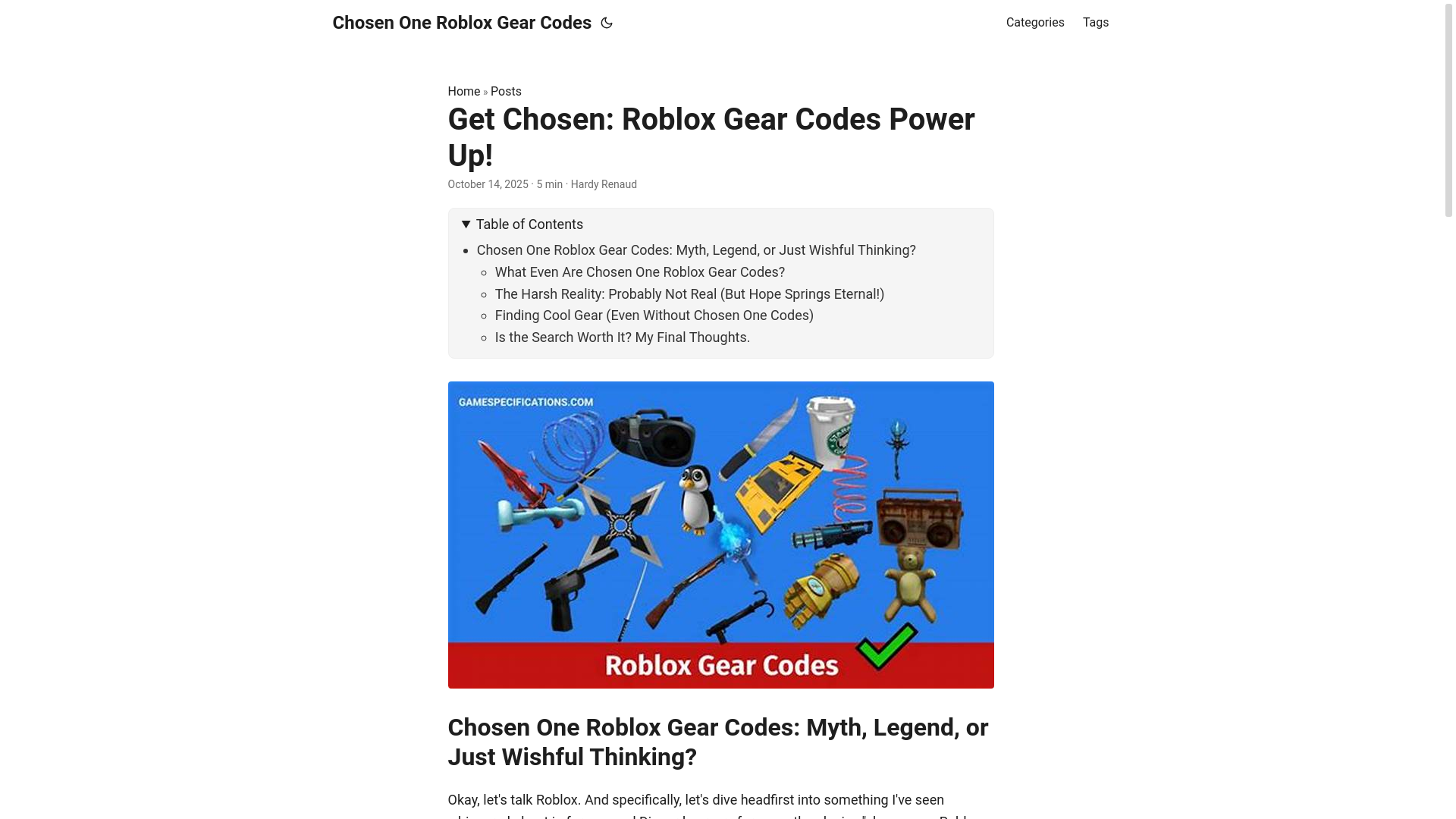 website screenshot of https://chosen-one-roblox-gear-codes.pages.dev/