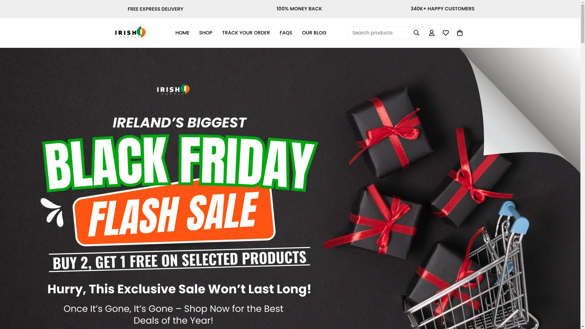 website screenshot of https://irish-supply.com/