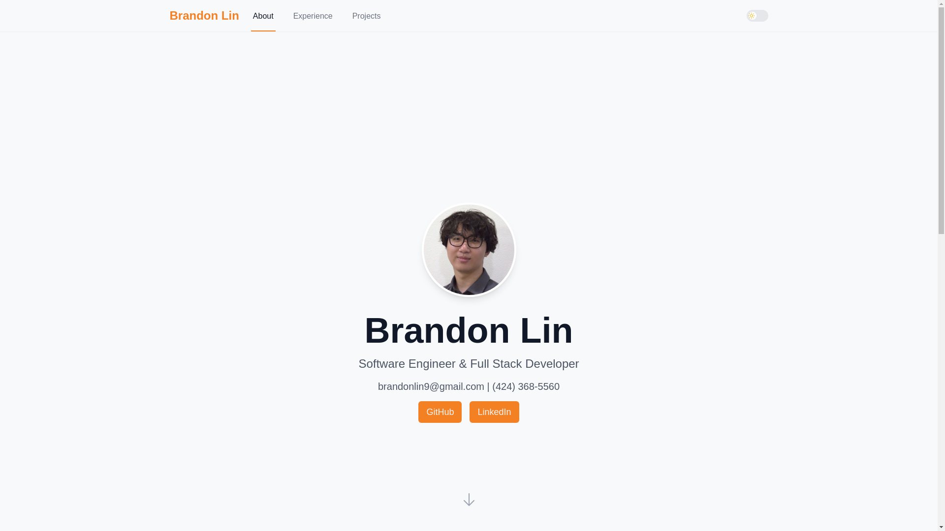 website screenshot of https://brandonlin.tech/