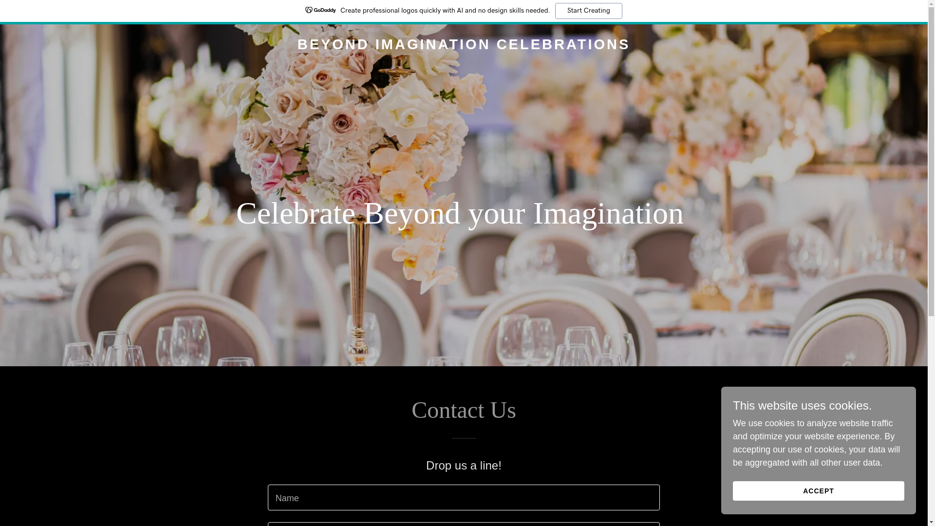 website screenshot of https://beyondimaginationcelebrations.com/