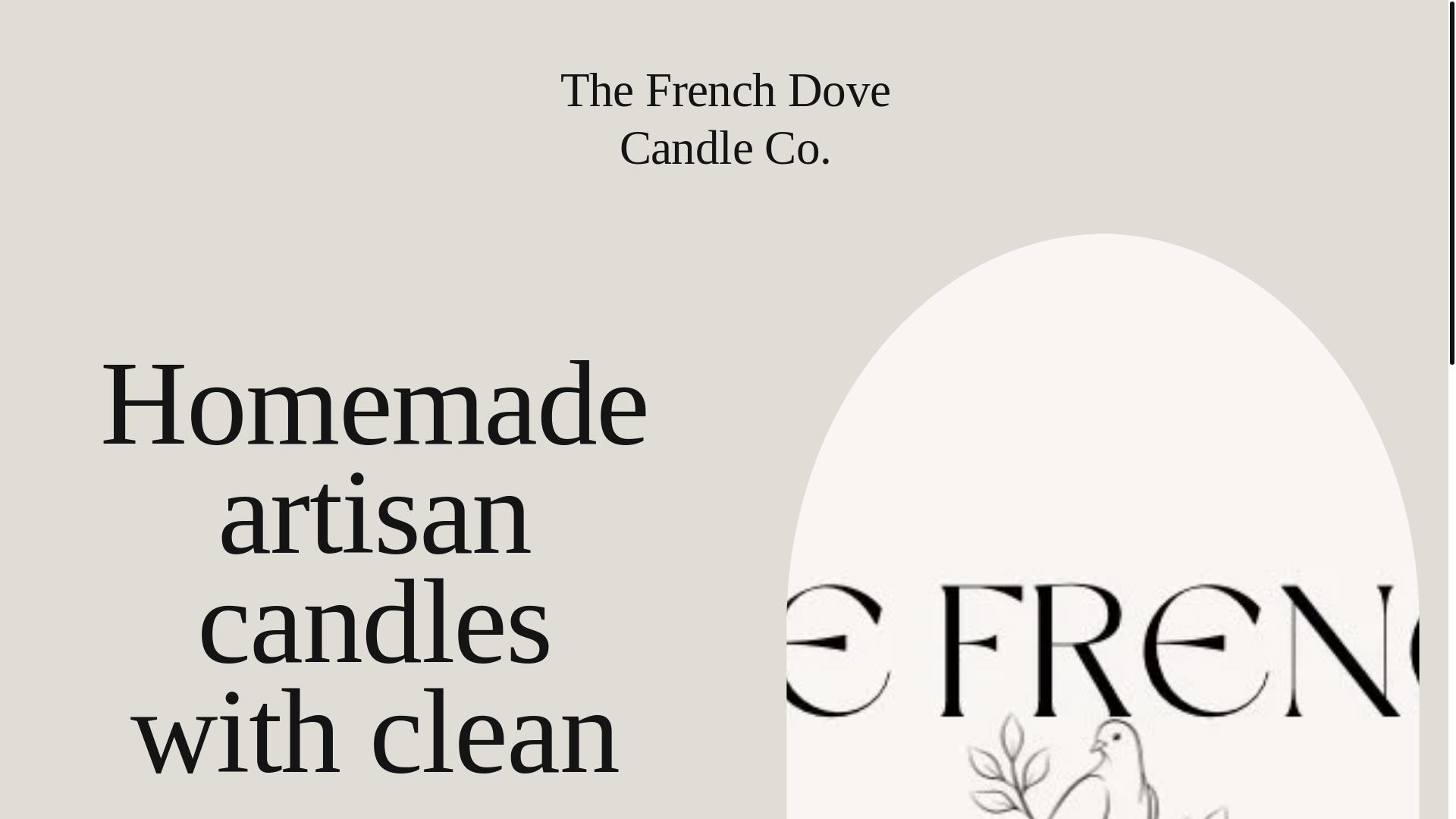 website screenshot of https://thefrenchdovecandleco.com/