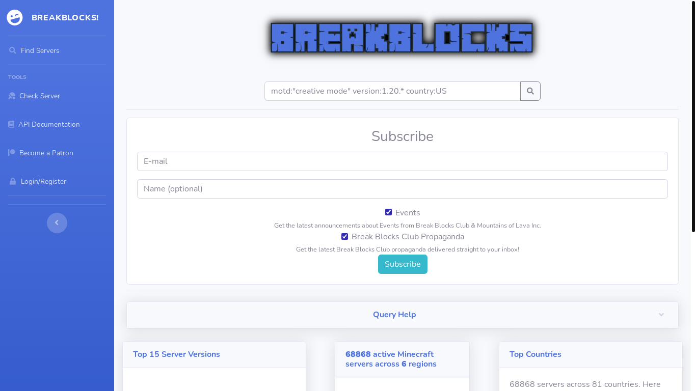 website screenshot of https://breakblocks.com/