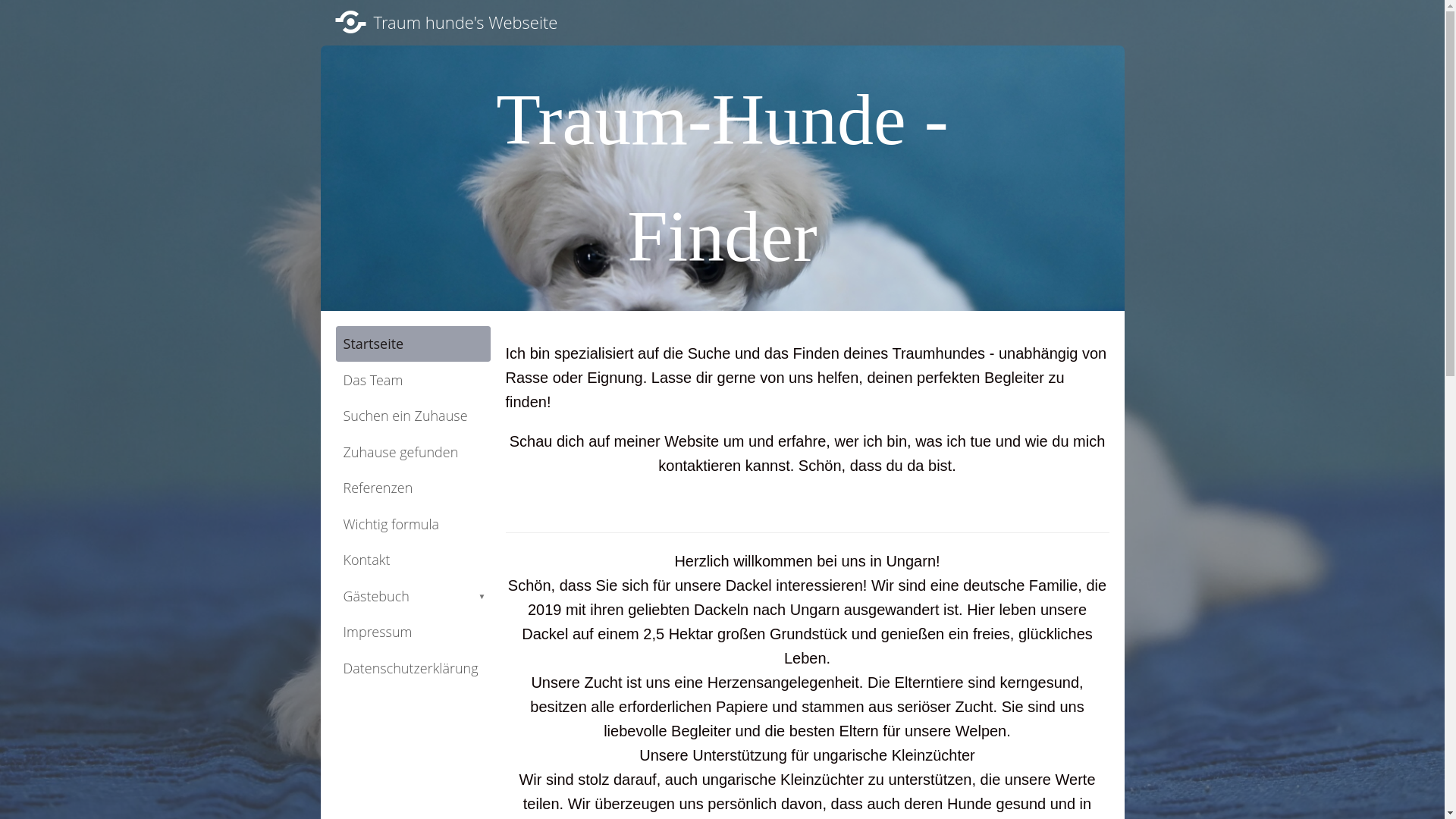 website screenshot of https://trauhunde-finder.de/
