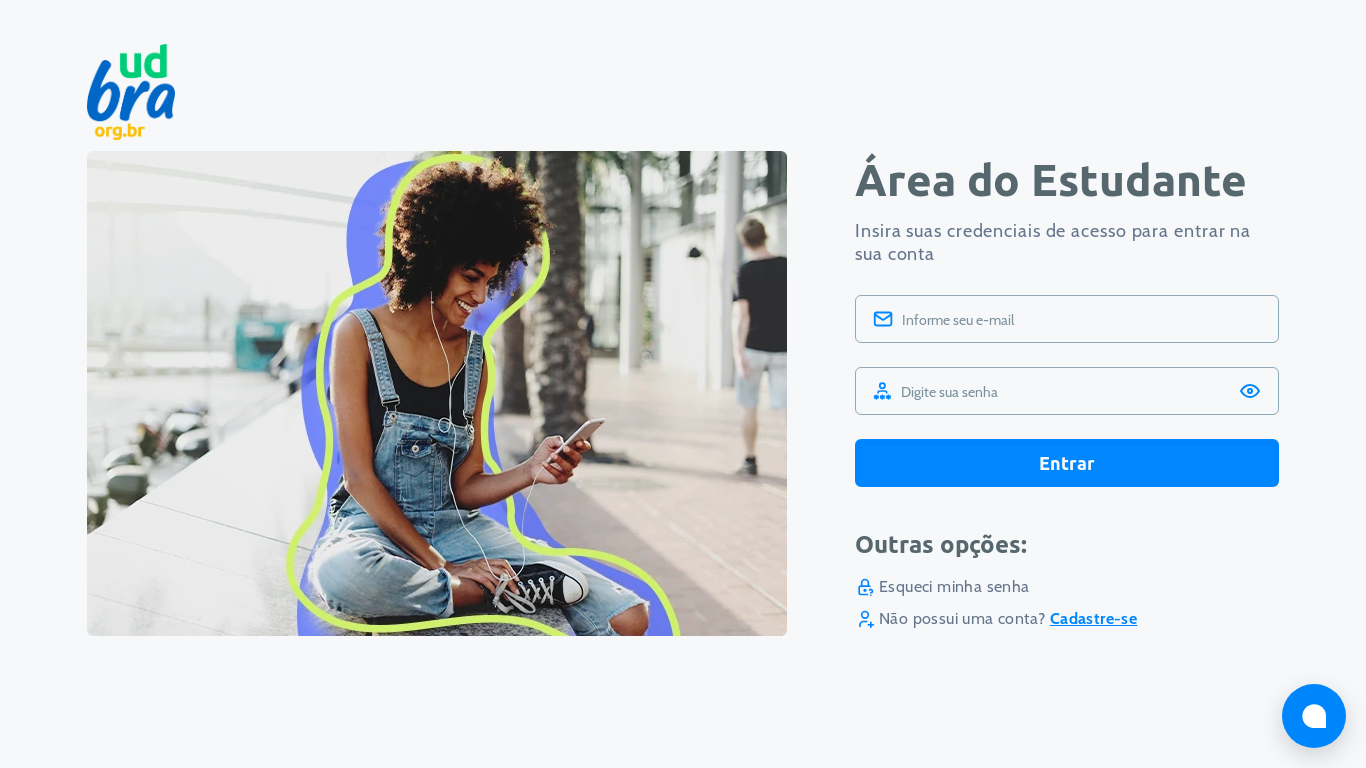 website screenshot of https://carteirinha.udbra.org.br/area-do-estudante