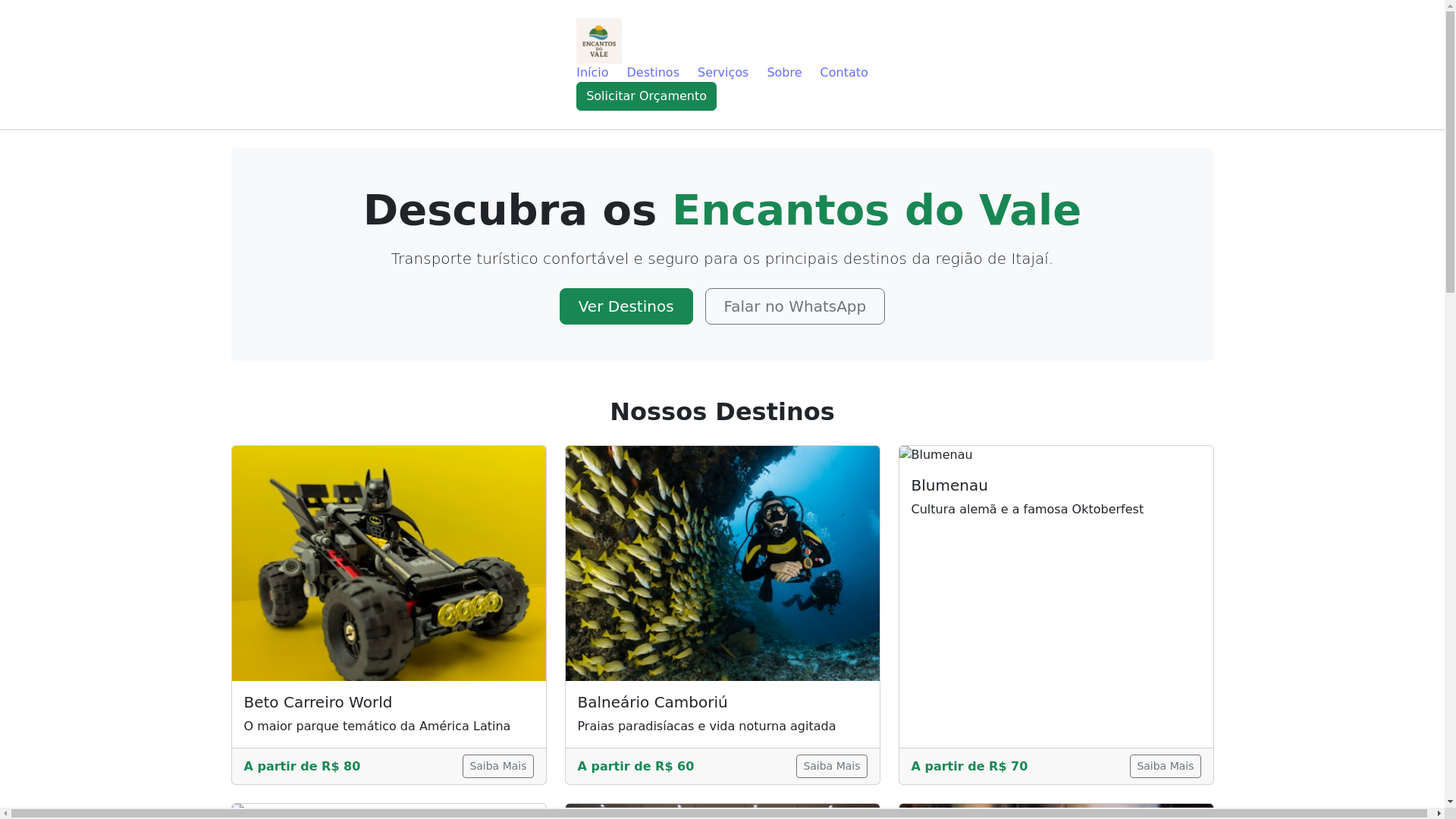 website screenshot of https://encantosvale.com.br/