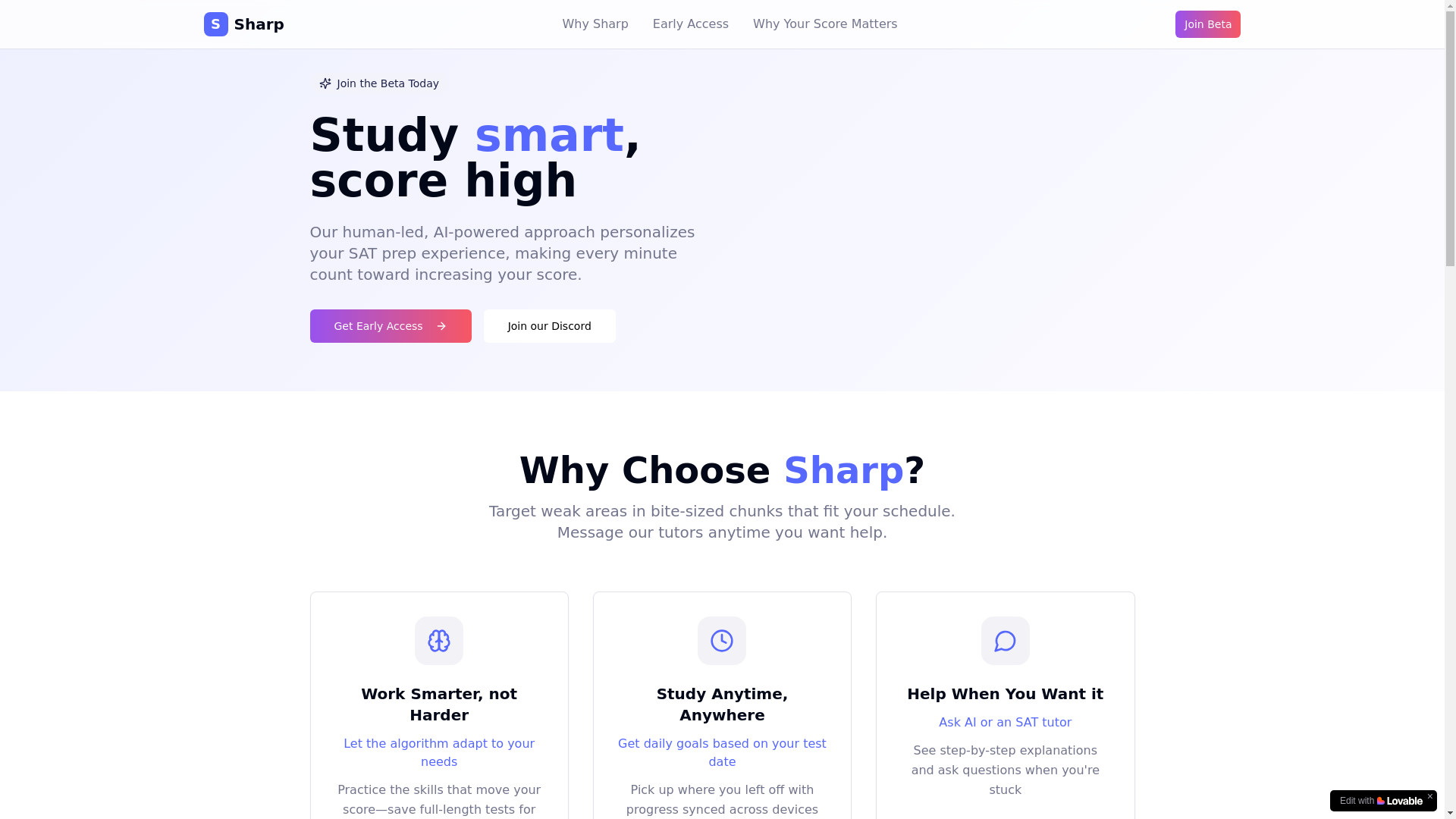 website screenshot of https://getsharp.app/