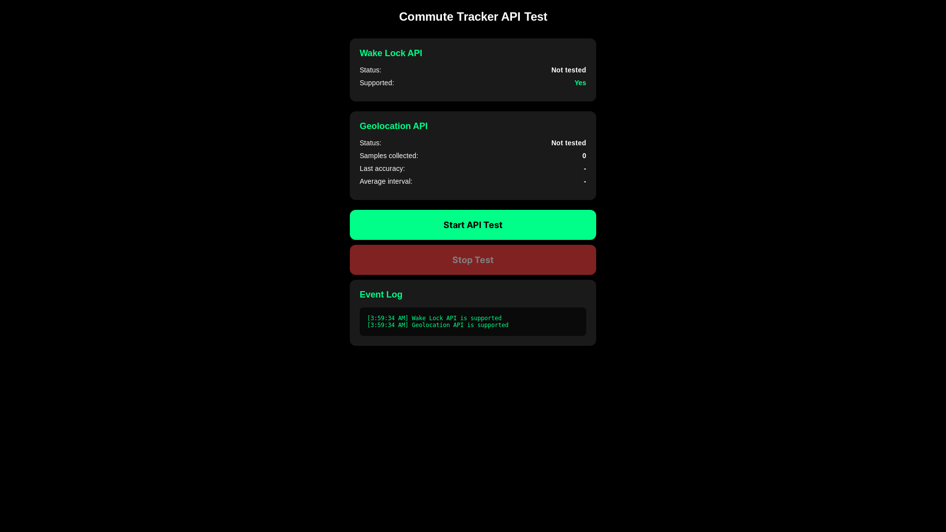 website screenshot of https://commute-tracker.pages.dev/