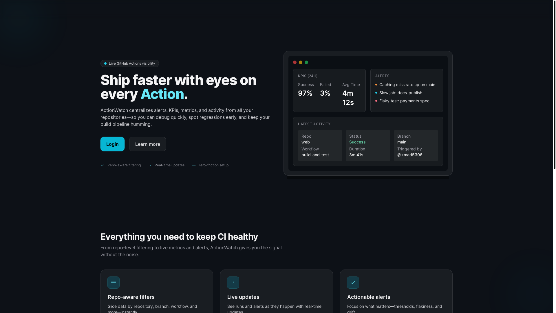 website screenshot of https://actionwatch.pages.dev/