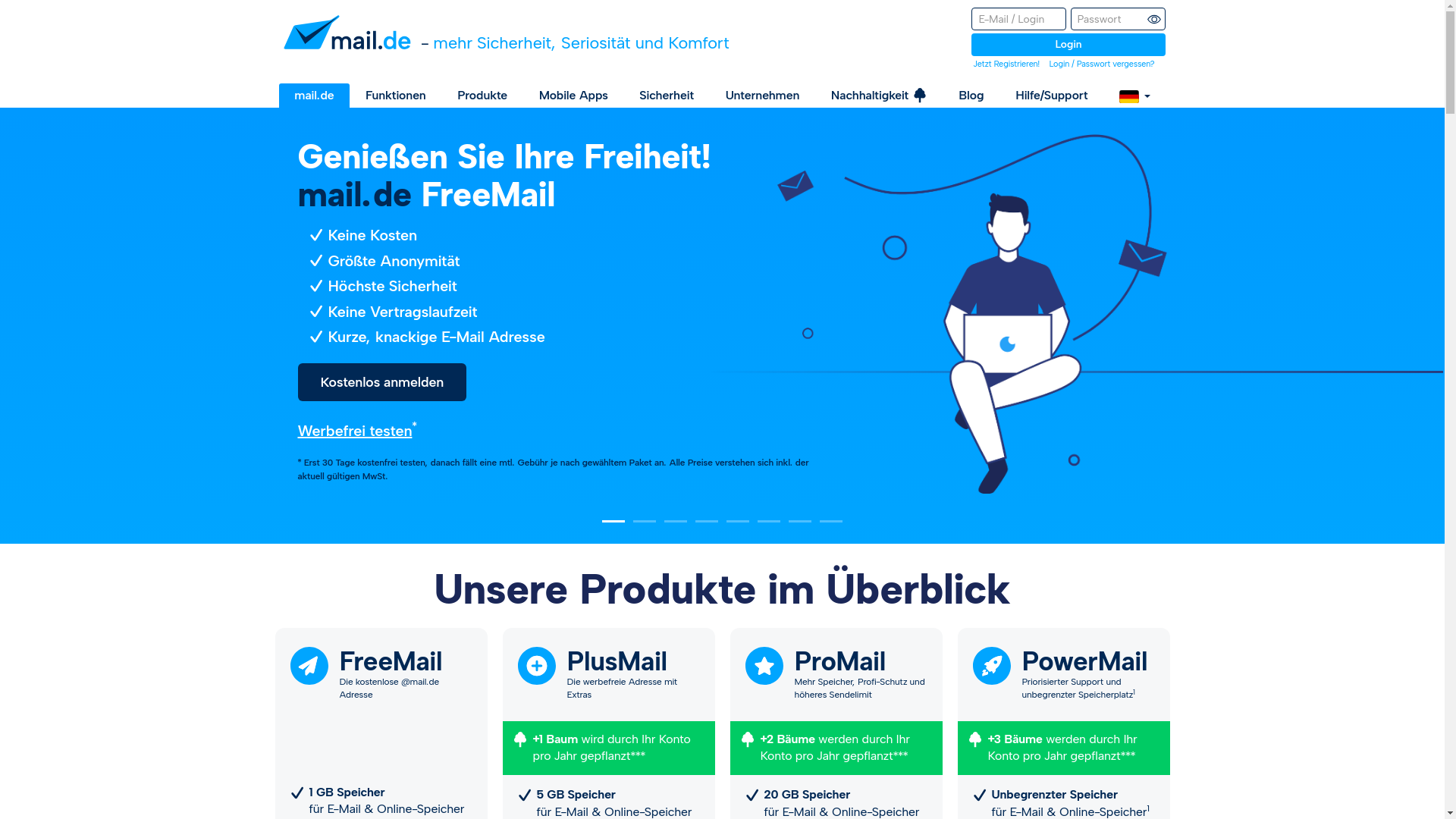 website screenshot of https://mail.de/