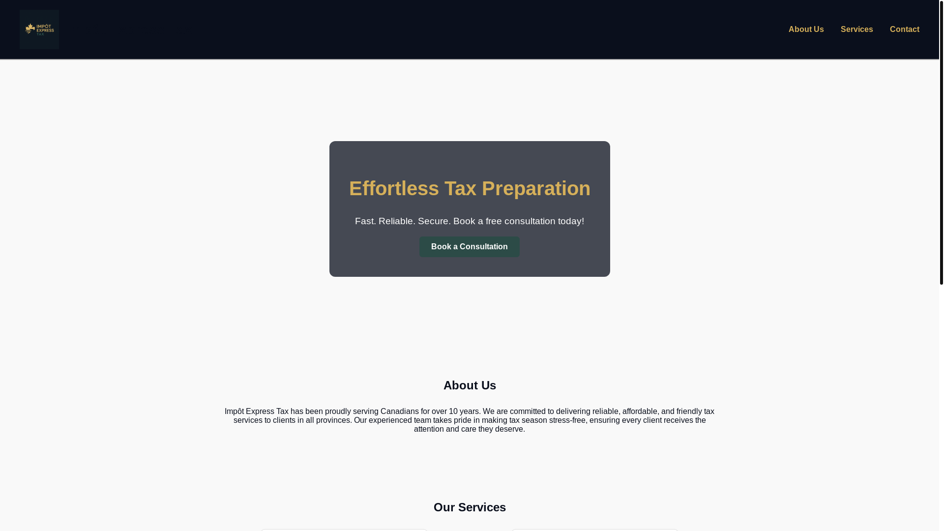 website screenshot of https://impotexpresstax.com/