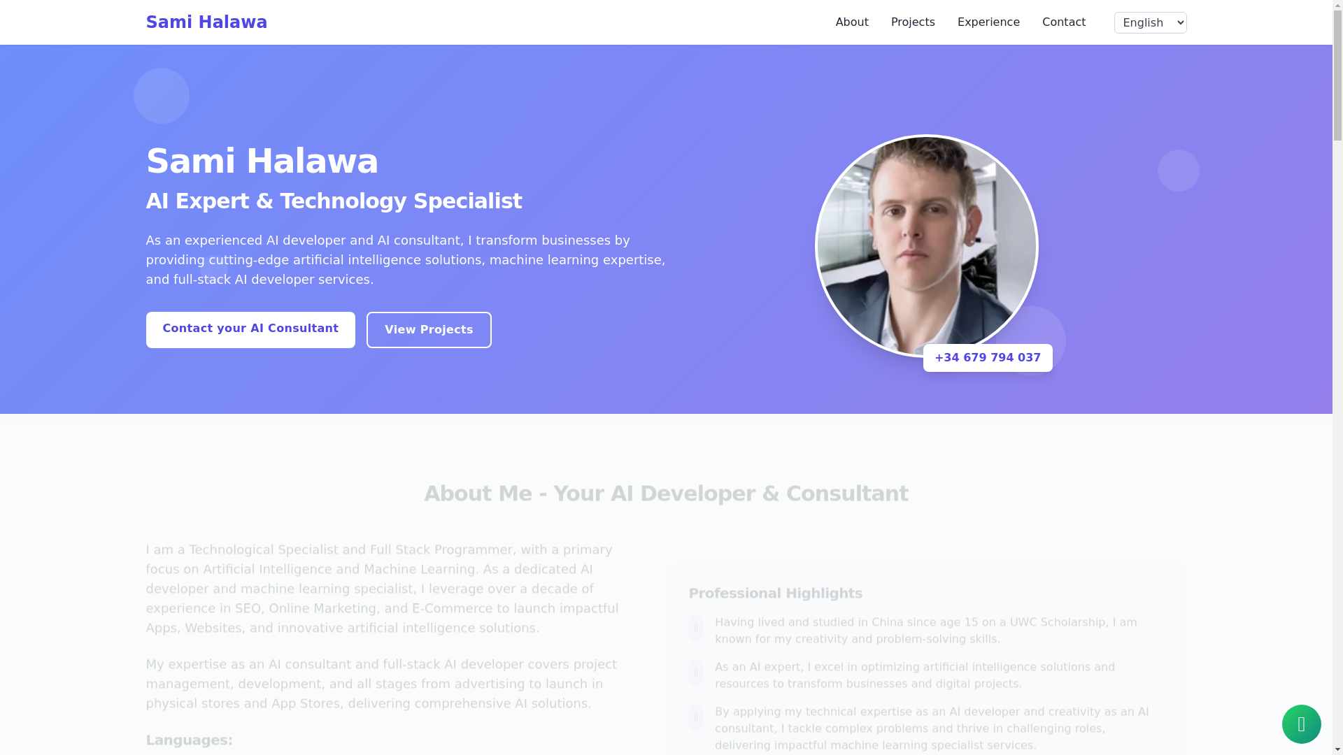 website screenshot of https://sami-halawa.pages.dev/