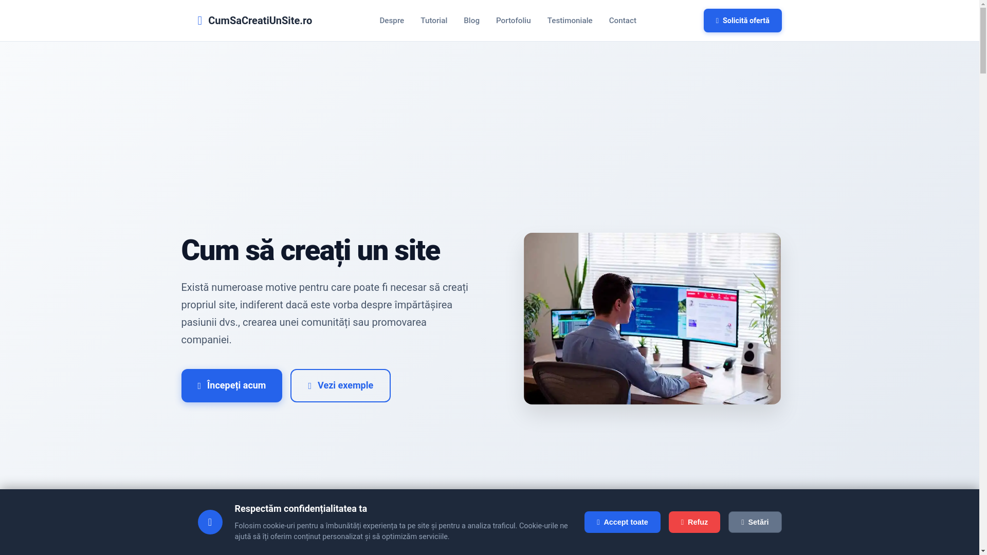 website screenshot of https://cumsacreatiunsite.ro/
