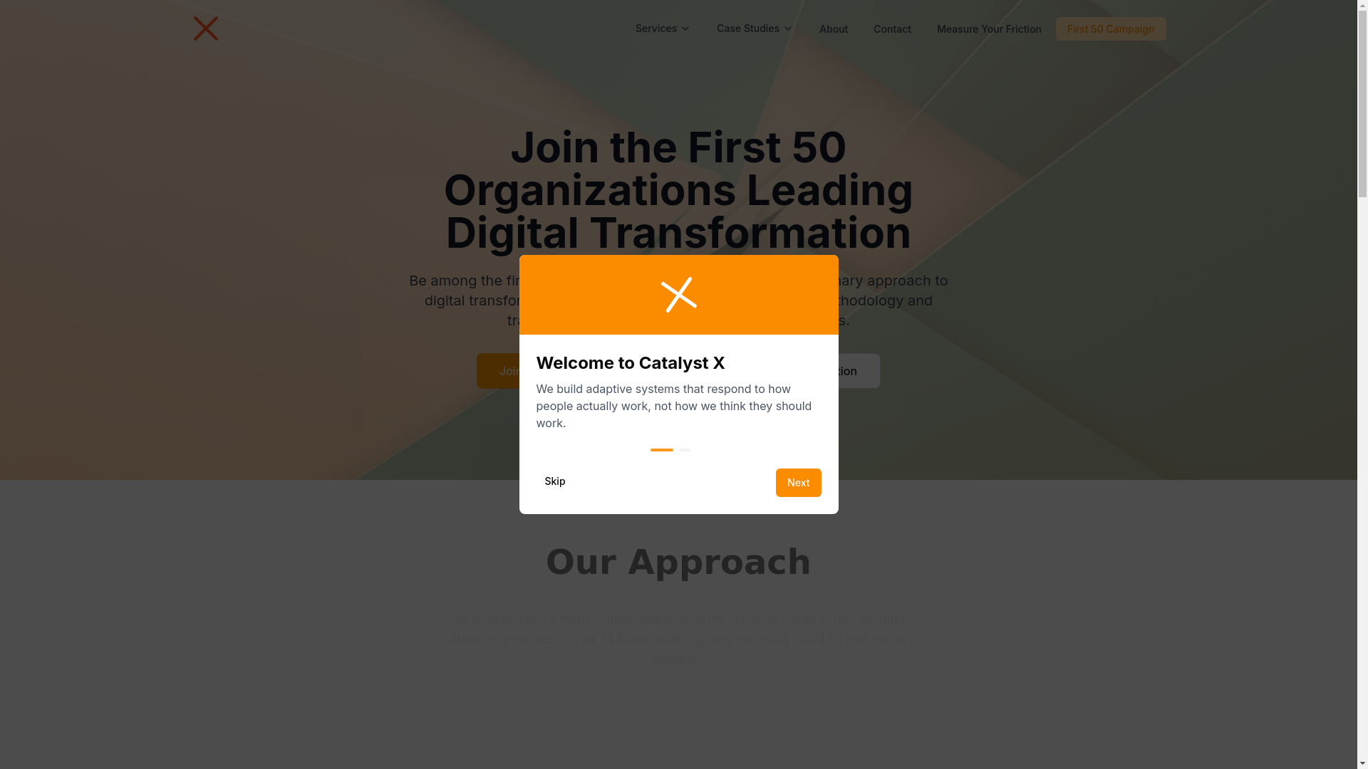 website screenshot of https://connect-catalystx.digital/