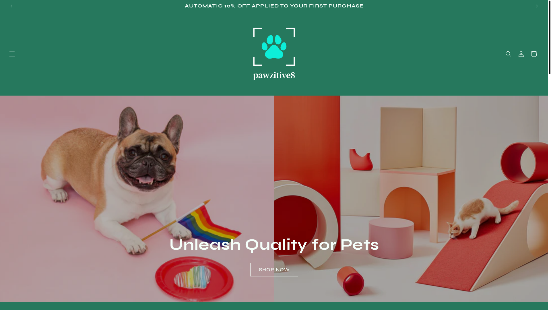 website screenshot of https://pawzitive8.com/