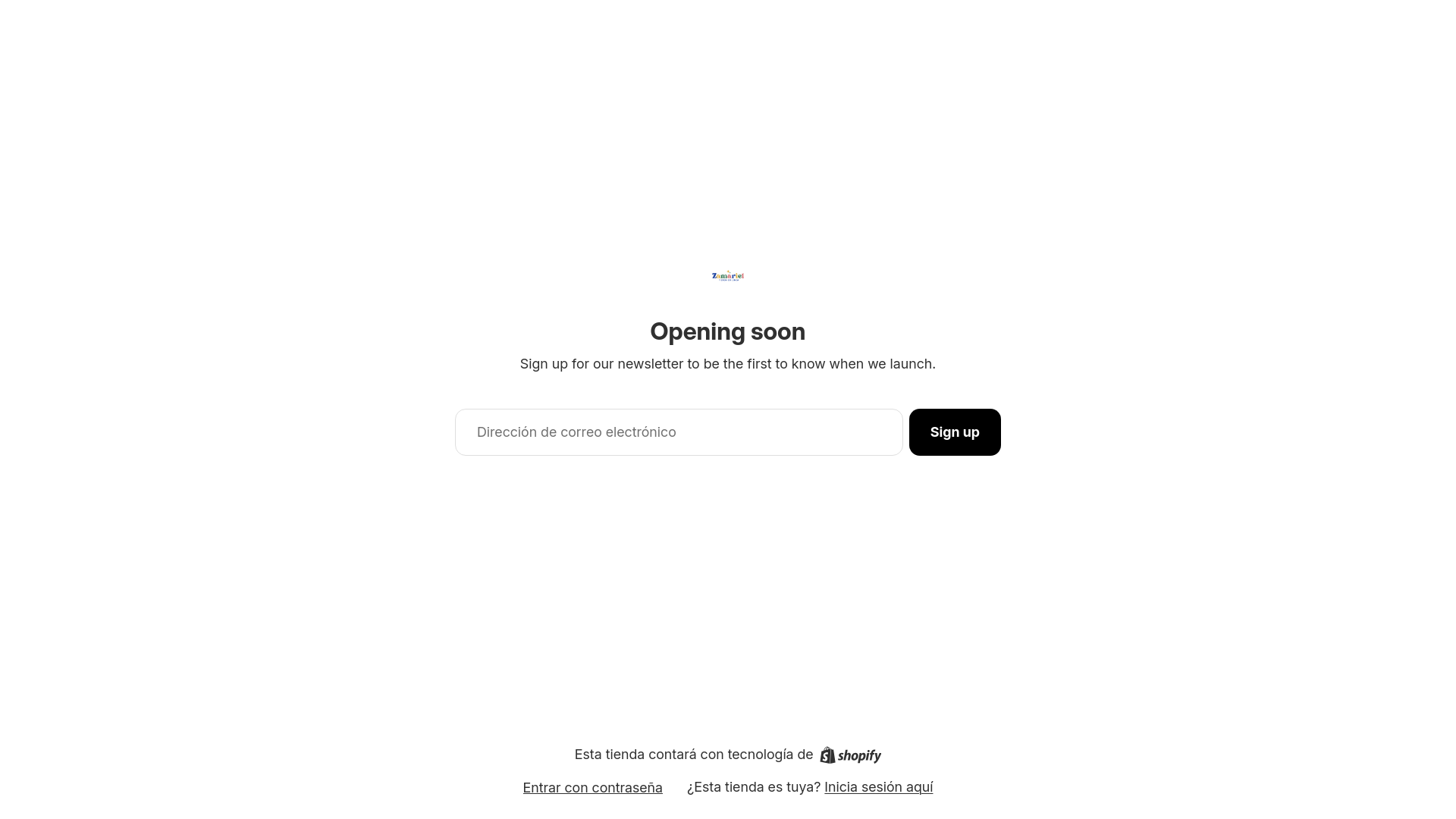 website screenshot of https://zamarielstore.com/