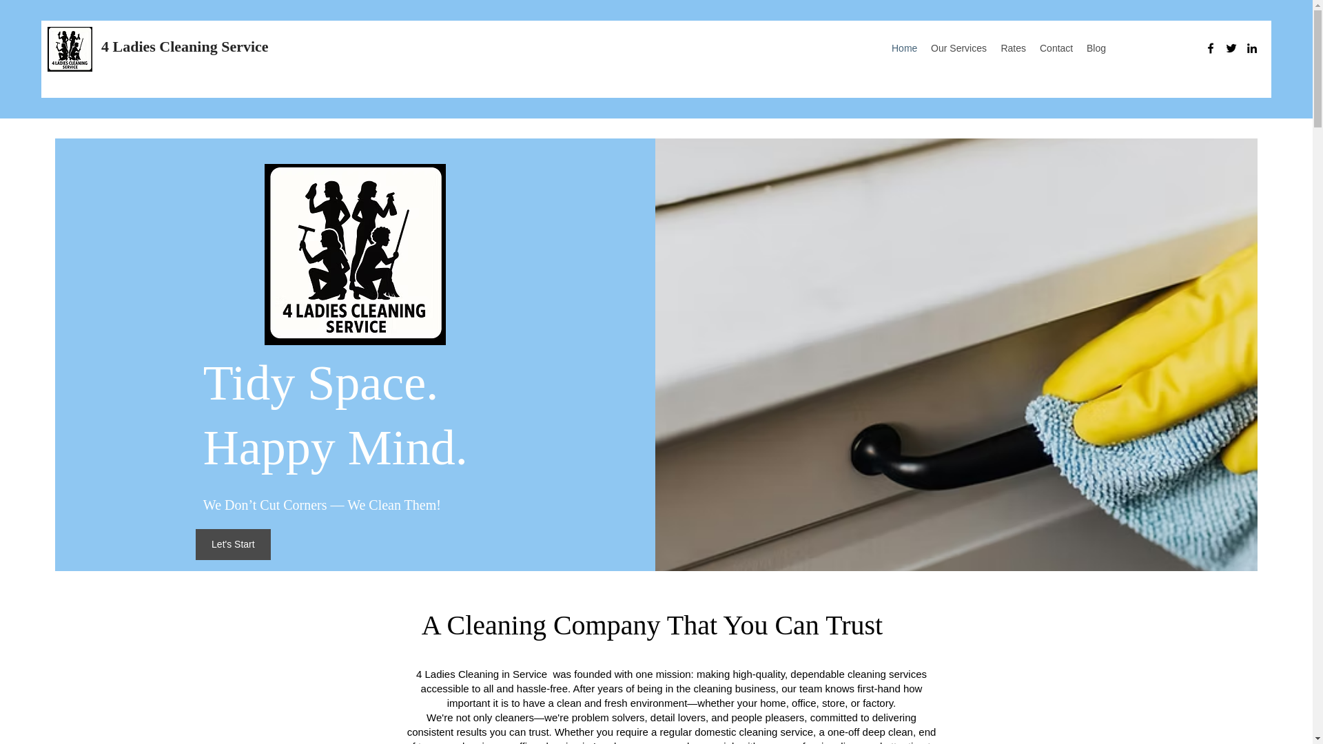 website screenshot of https://4ladiescleaningservice.com/
