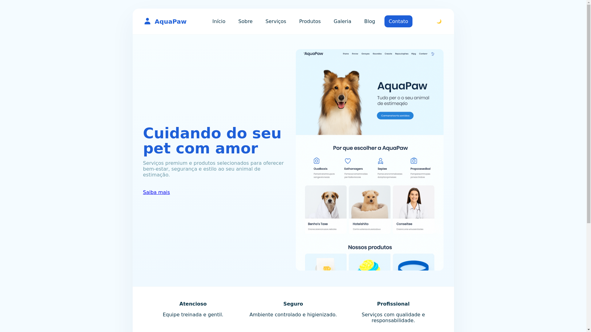 website screenshot of https://petshopagua.pages.dev/