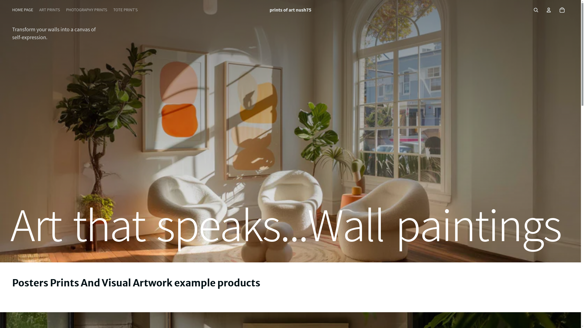 website screenshot of https://printsofartnush75.com/