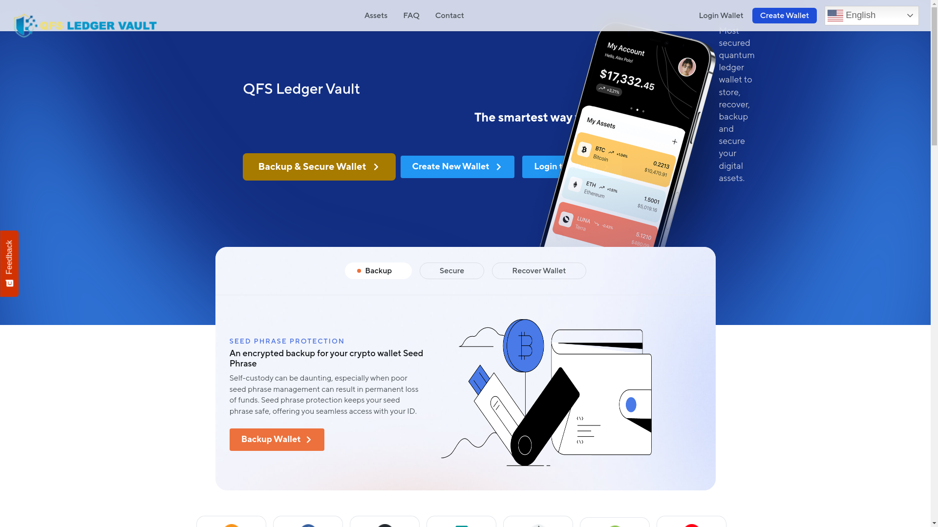 website screenshot of https://qfsledgerxvault.com/