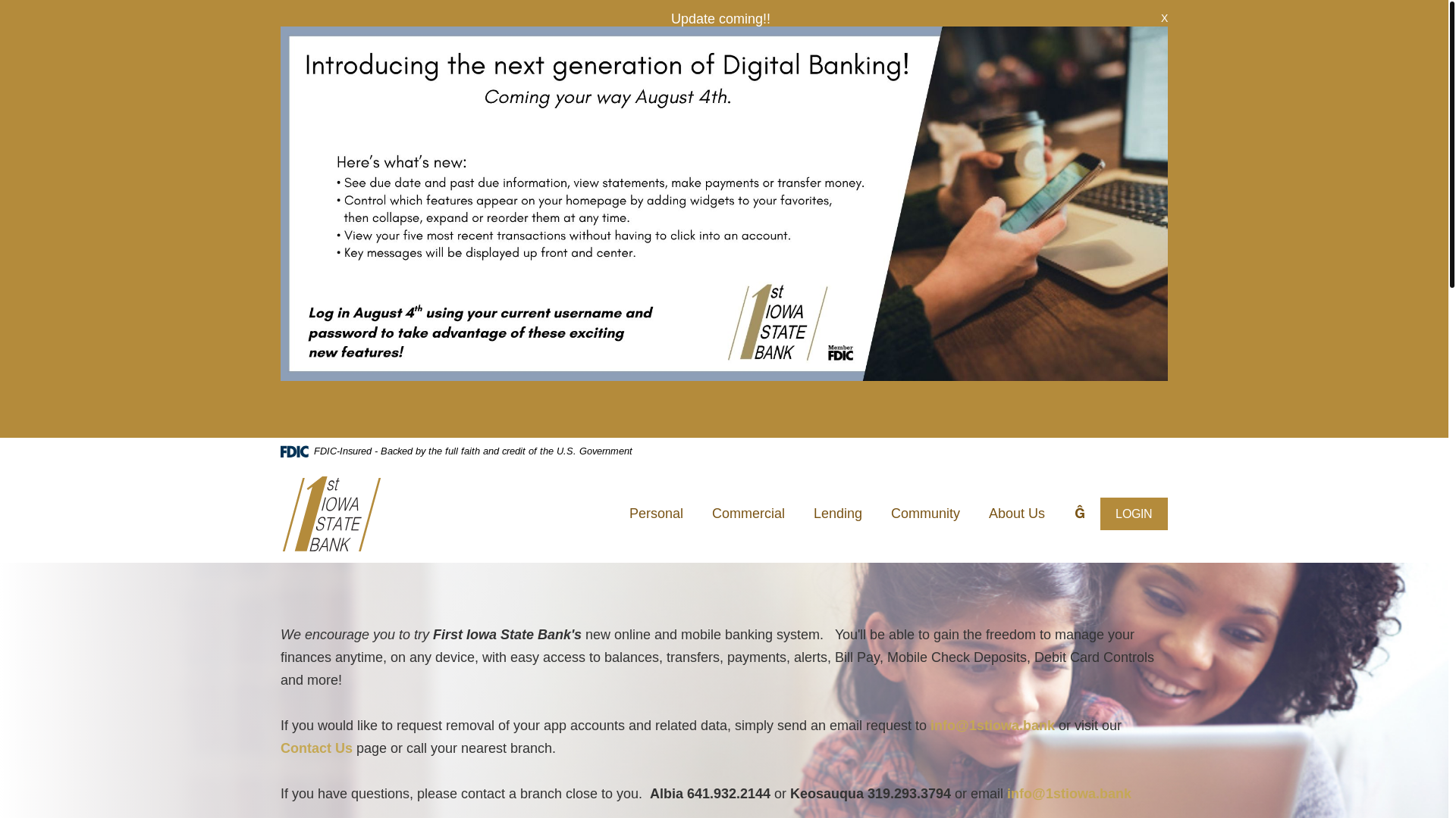 website screenshot of https://www.1stiowa.bank/