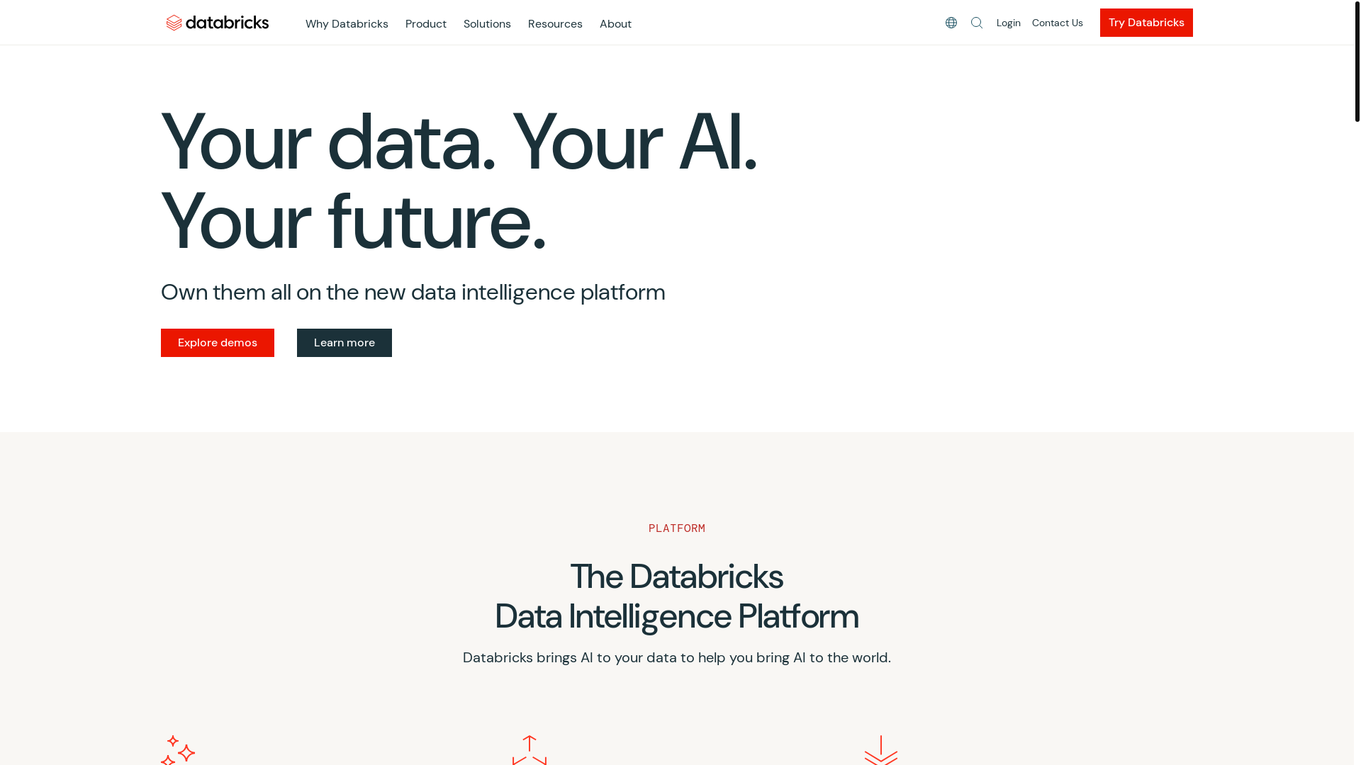 website screenshot of https://www.databricks.com/
