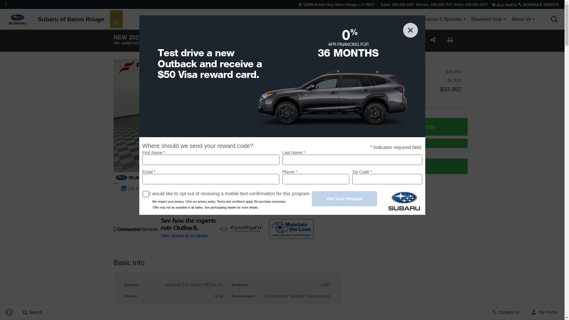 website screenshot of https://www.subarubr.com/inventory/new-2025-subaru-outback-premium-awd-wagon-4s4btacc2s3286247/