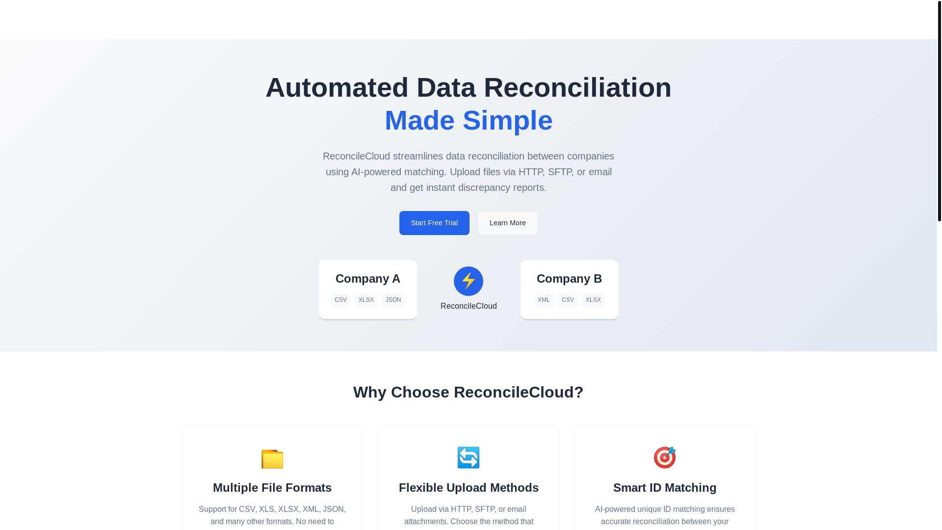 website screenshot of https://reconcilecloud.pages.dev/
