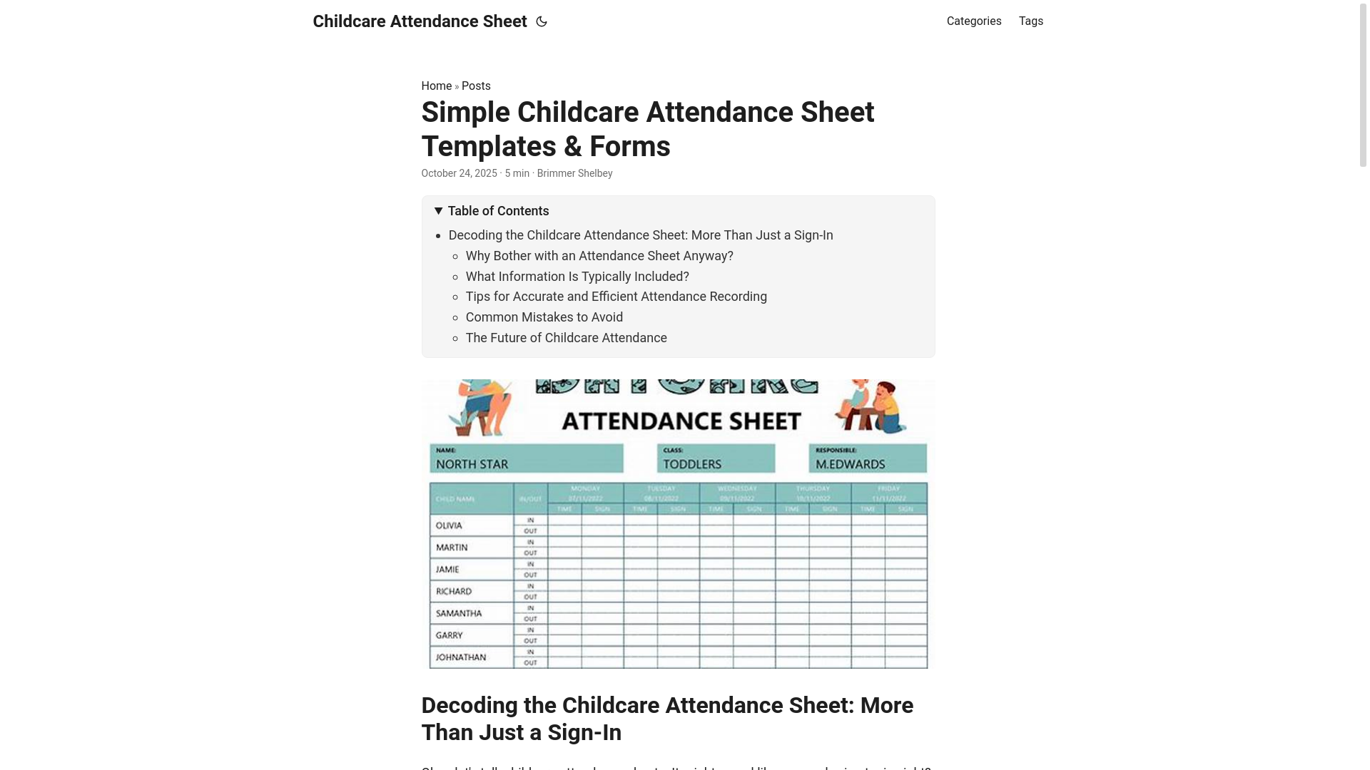 website screenshot of https://childcare-attendance-sheet.pages.dev/