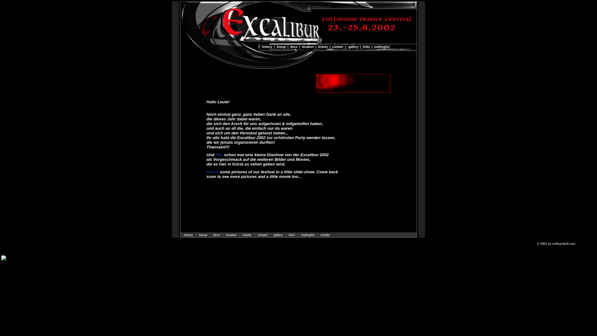 website screenshot of https://excalibur-festival.pages.dev/