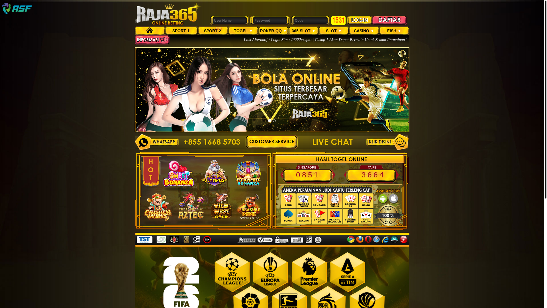 website screenshot of https://raja36588.net/