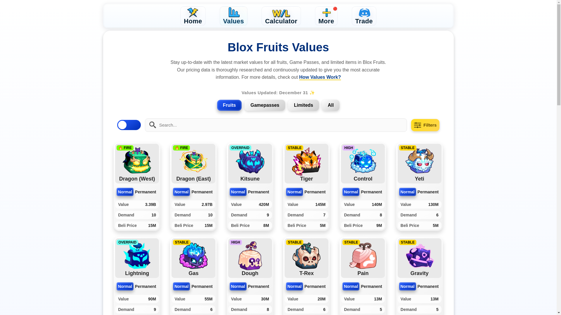 website screenshot of https://fantasyblox.com/blox-fruits-values