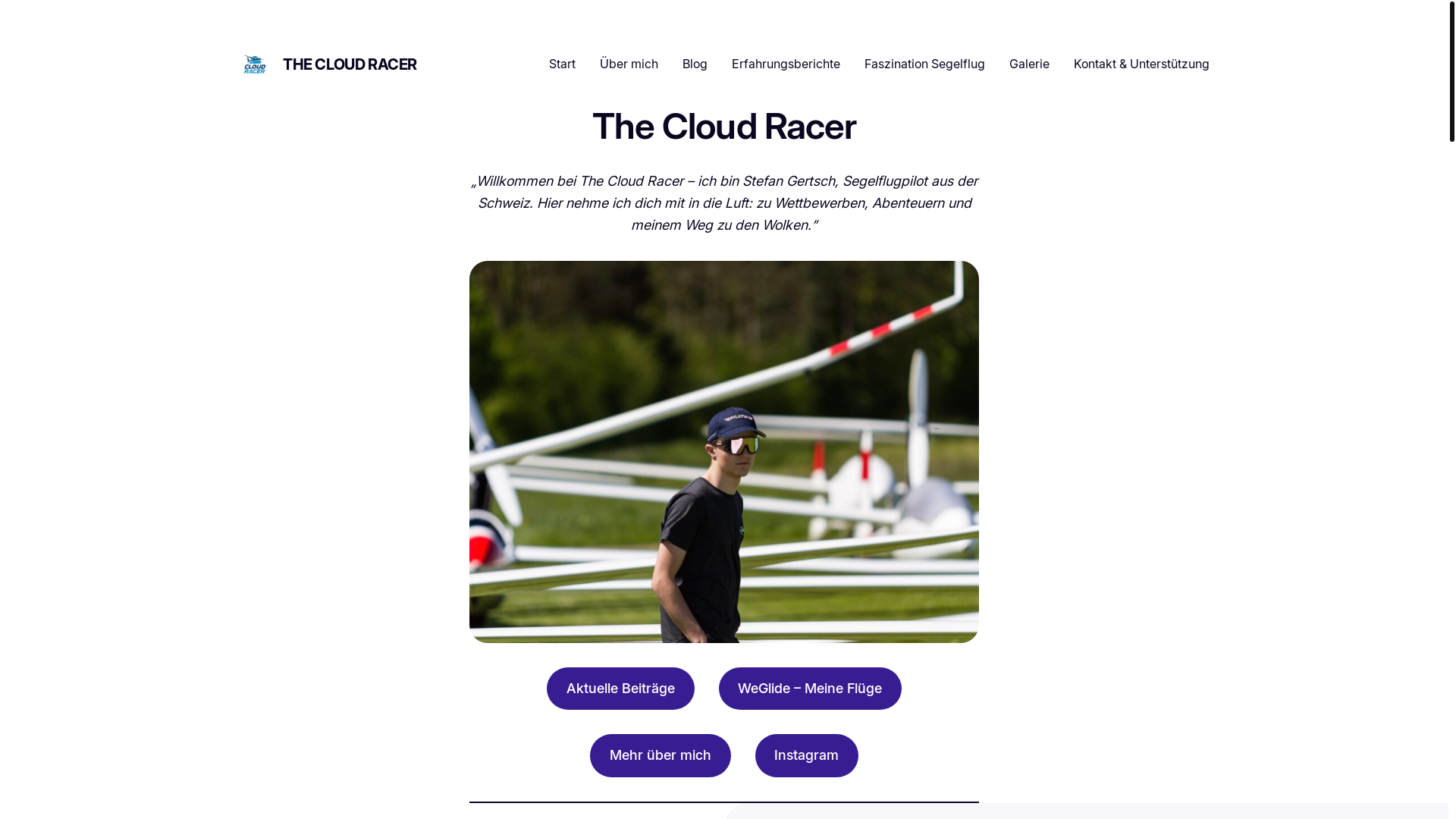 website screenshot of https://thecloudracer.ch/