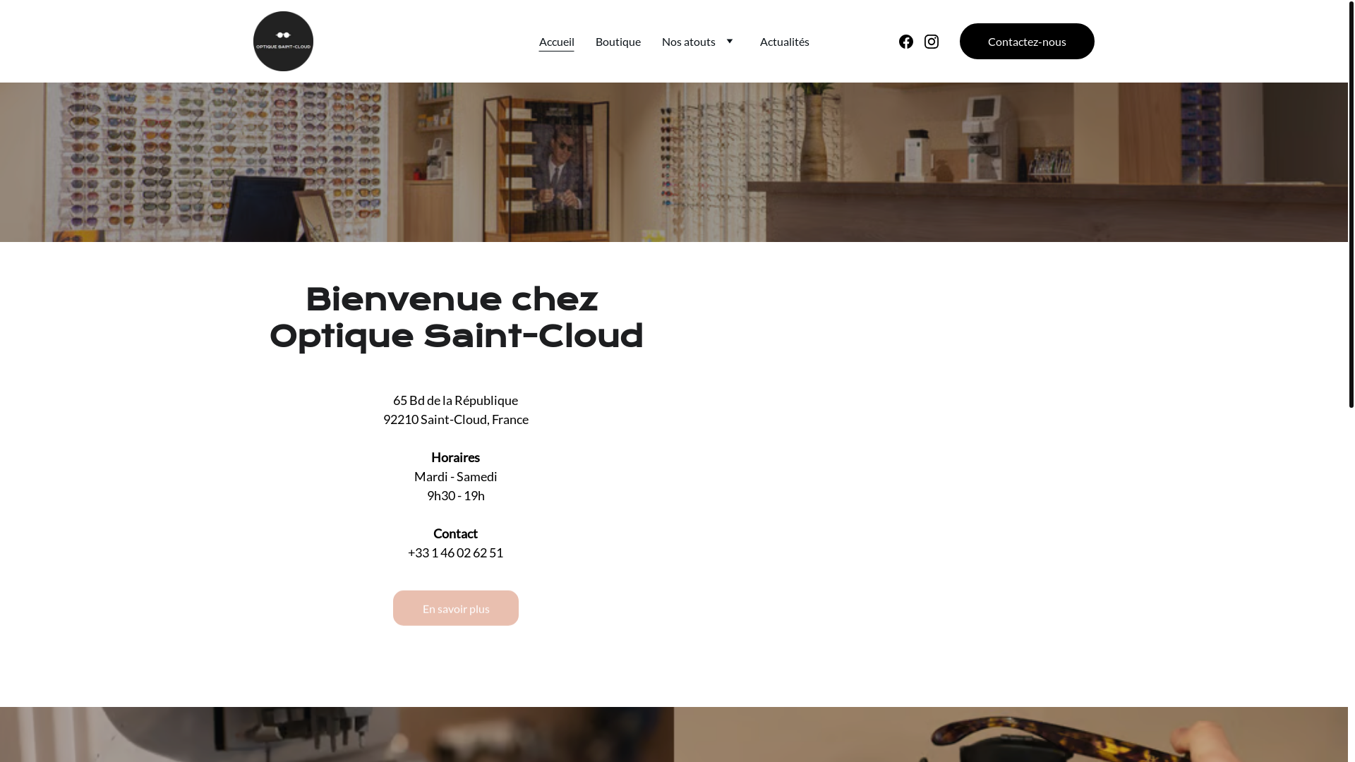 website screenshot of https://optiquesaintcloud.fr/