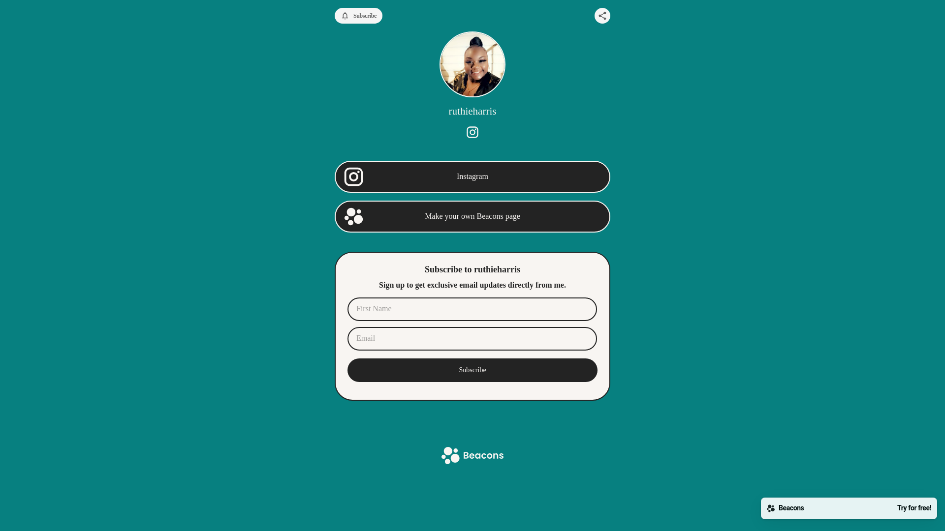 website screenshot of https://ruthieharris.store/