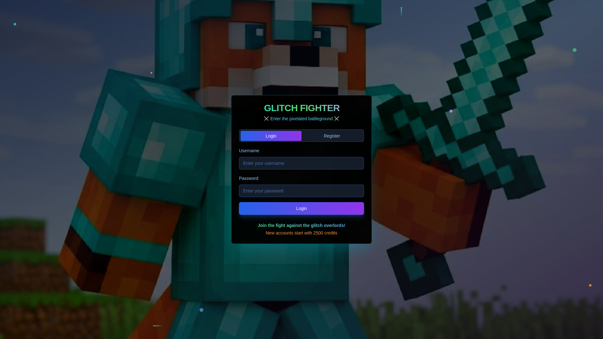 website screenshot of https://glitchfighter.today/