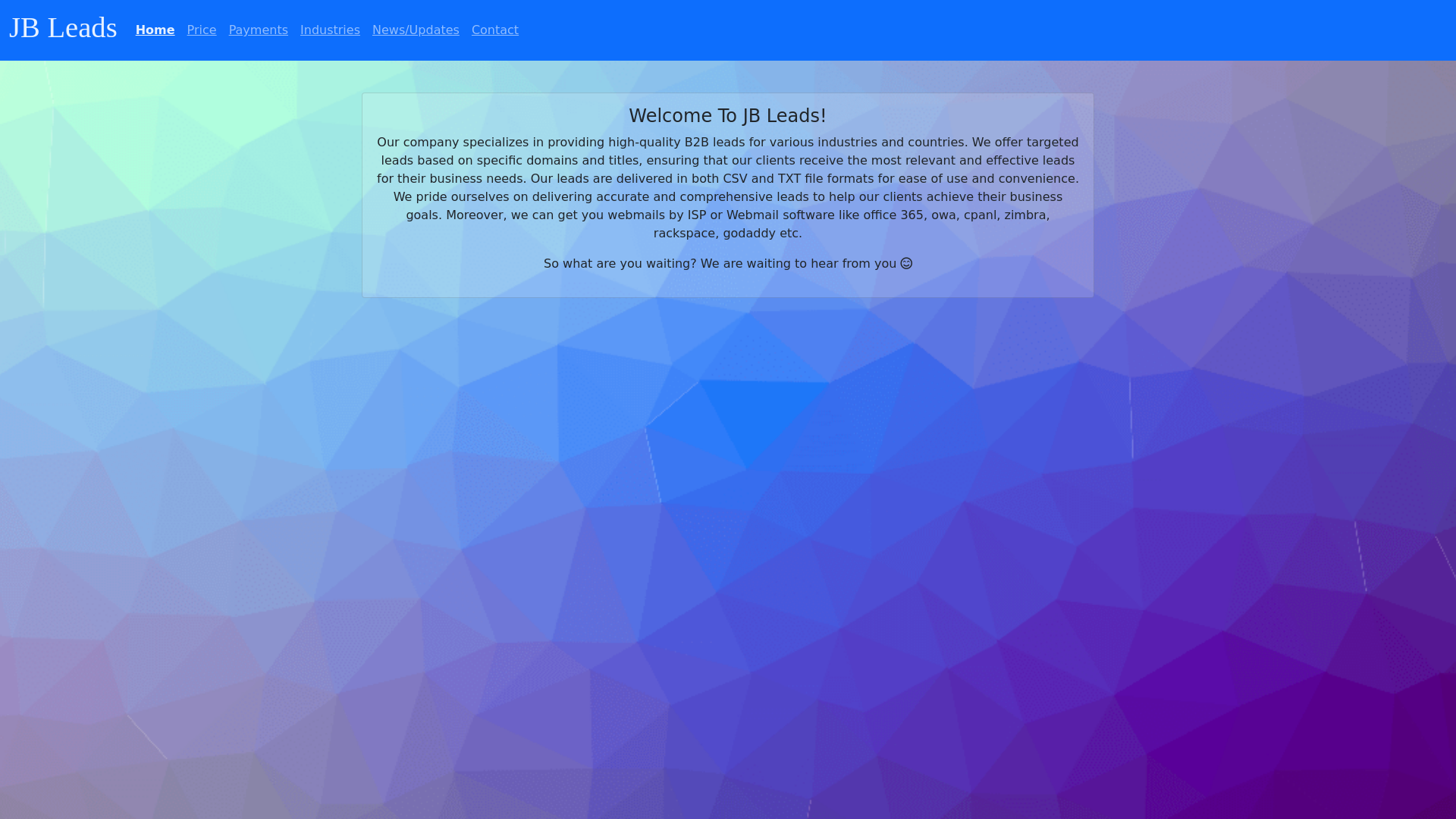 website screenshot of https://jb-leads-website.pages.dev/