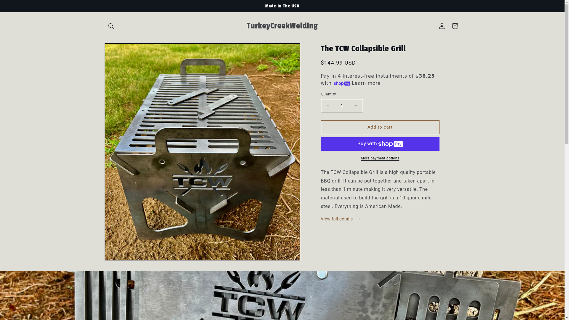 website screenshot of https://turkeycreekwelding.shop/