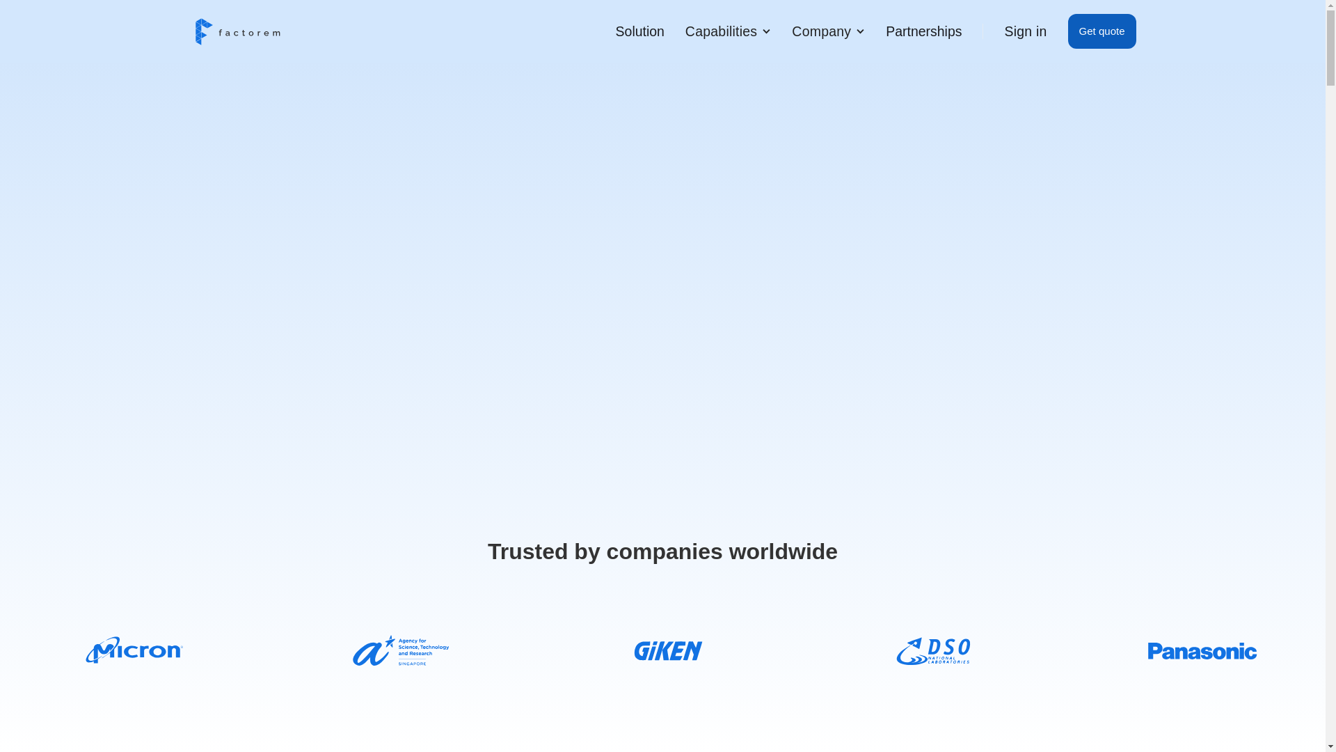 website screenshot of https://factoreminc.com/