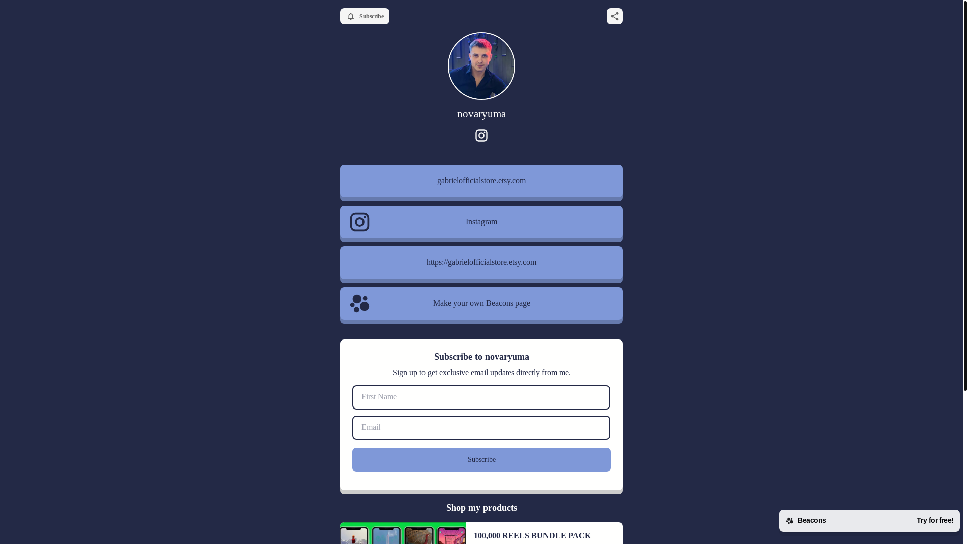 website screenshot of https://novaryuma.store/