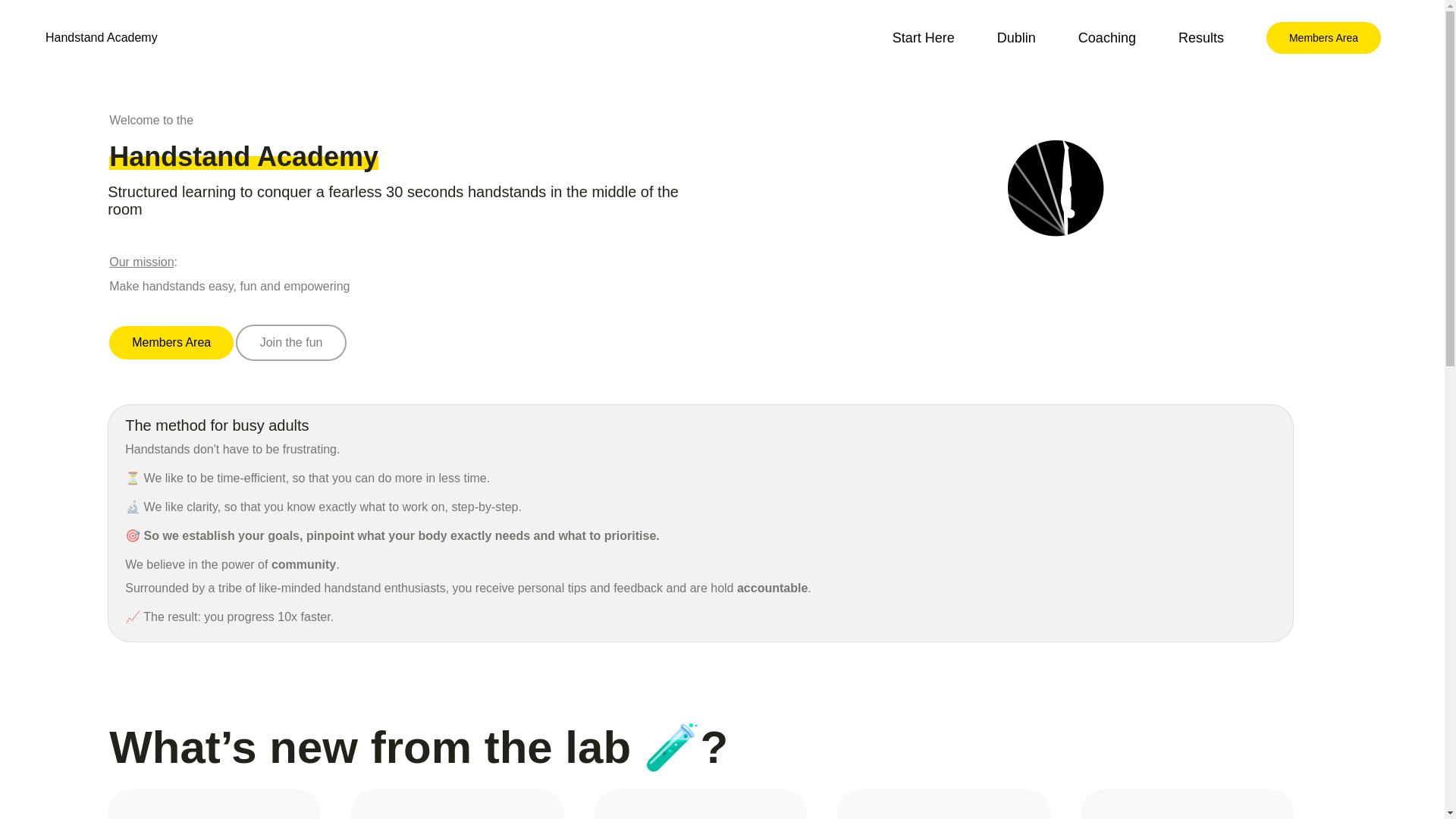 website screenshot of https://handstand-academy-bullet.pages.dev/