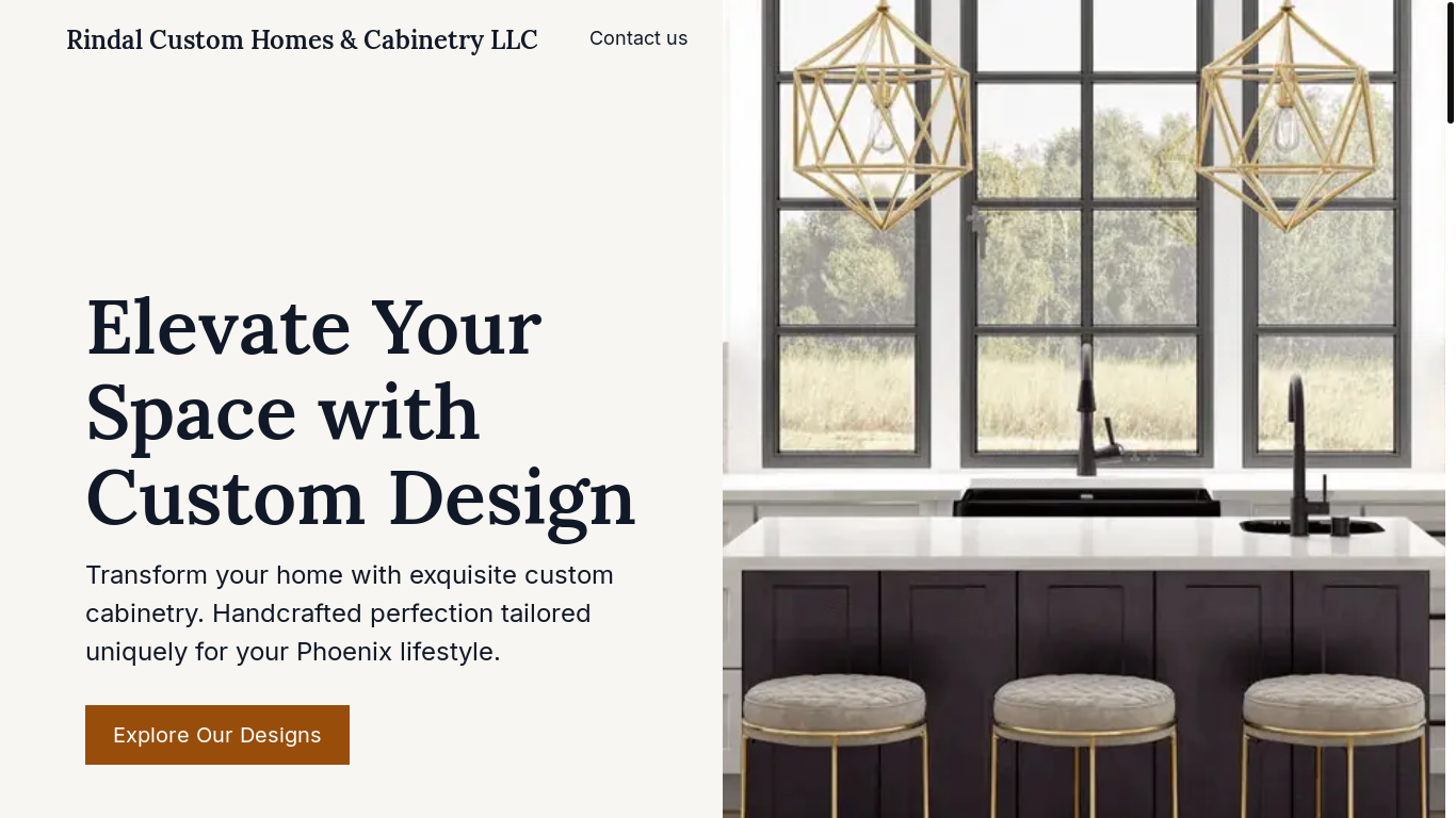 website screenshot of https://rindalcustomhomes.com/