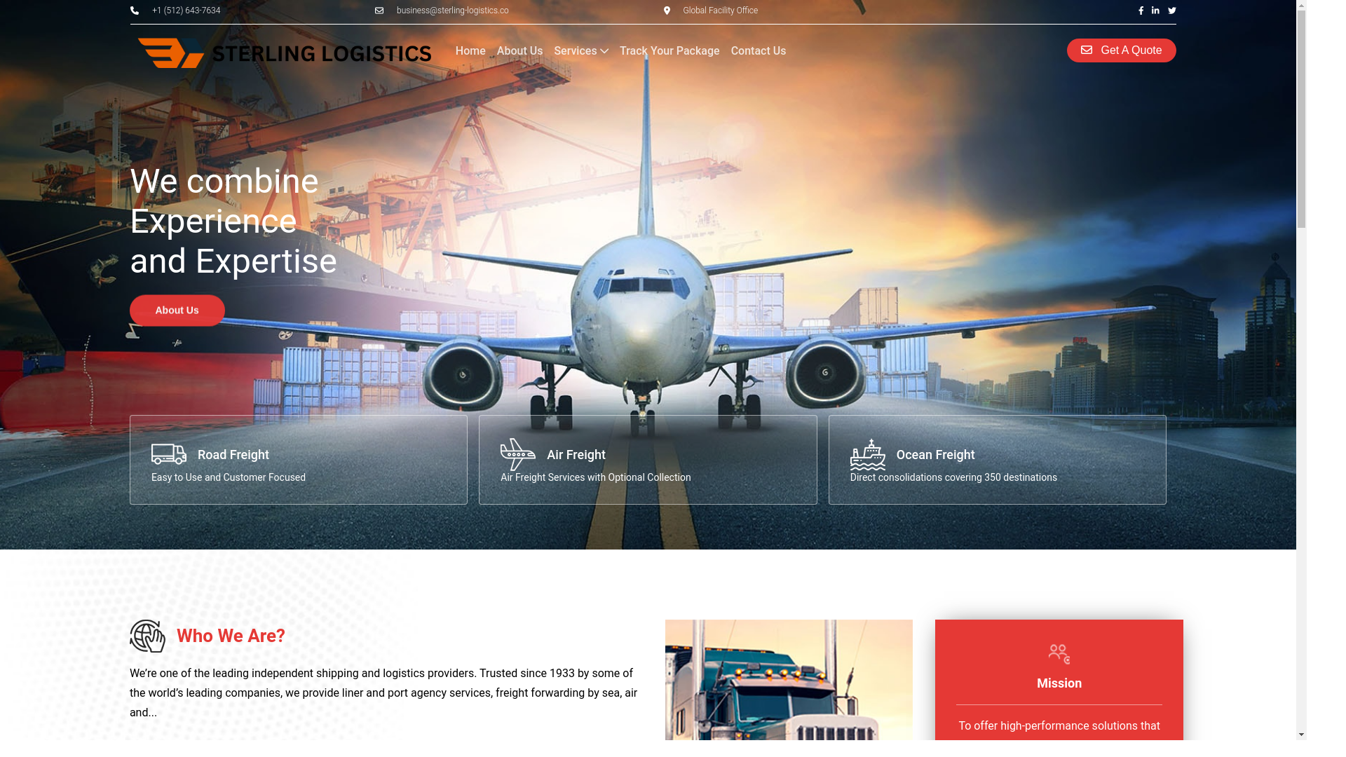 website screenshot of https://sterling-logistics.co/