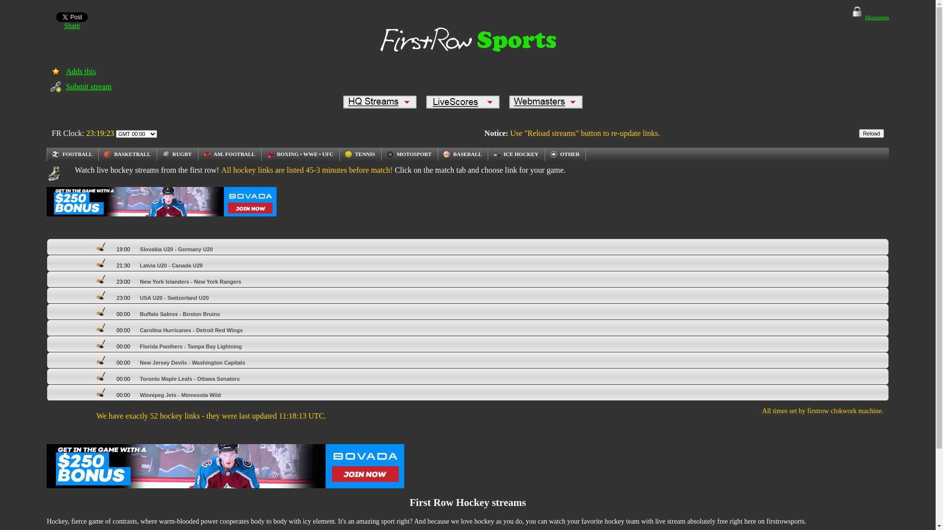 website screenshot of https://firstrowsport.org/hockey