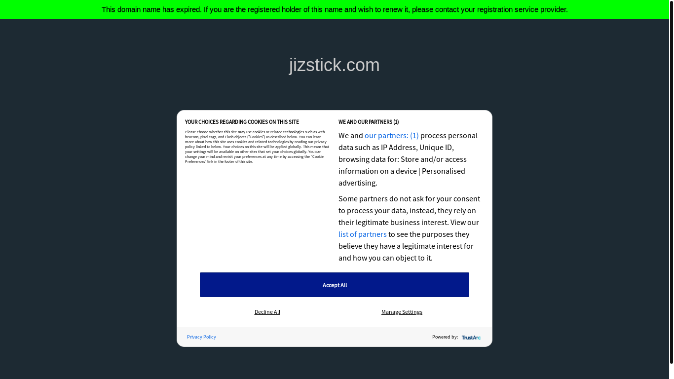 website screenshot of https://jizstick.com/