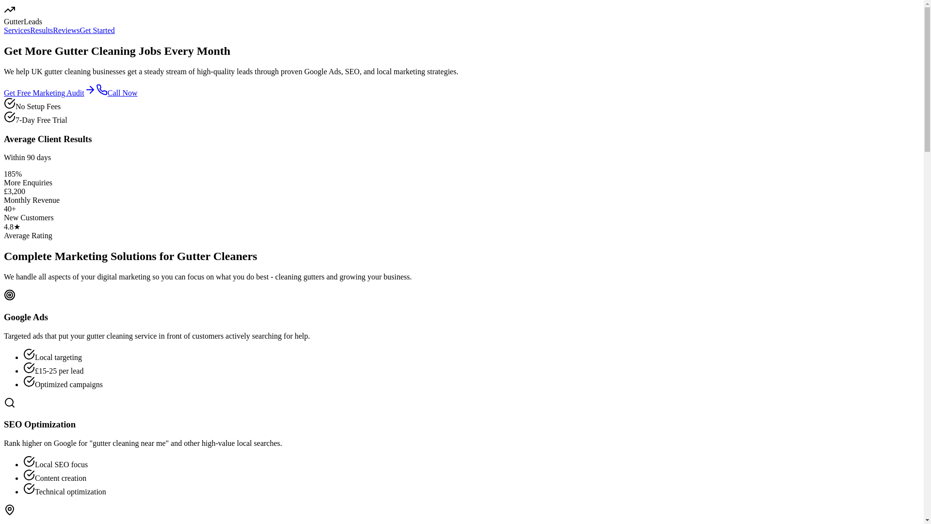 website screenshot of https://guttercleaning.marketing/