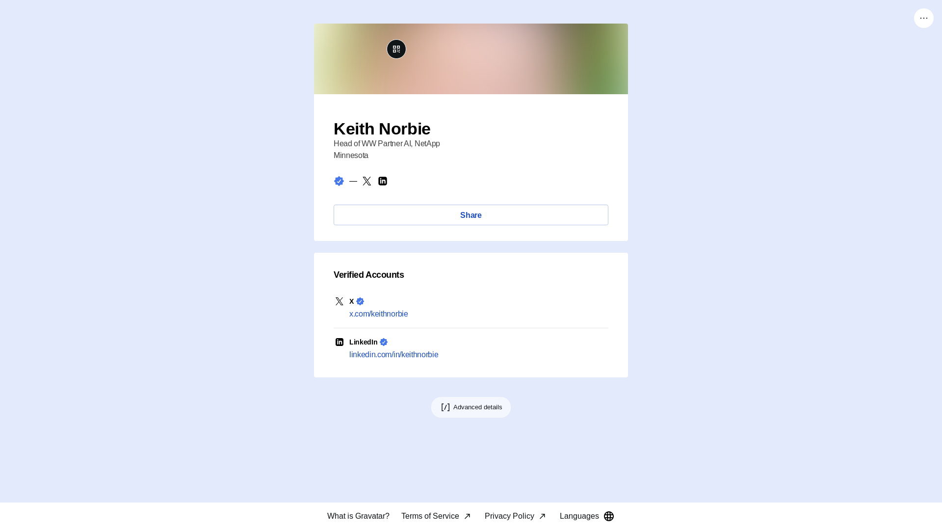 website screenshot of https://keithnorbie.link/