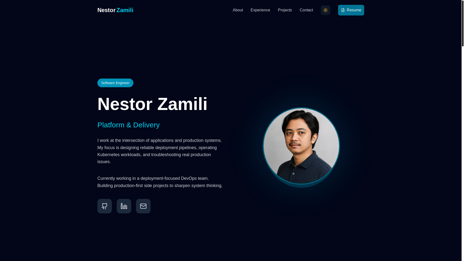 website screenshot of https://zamili.dev/